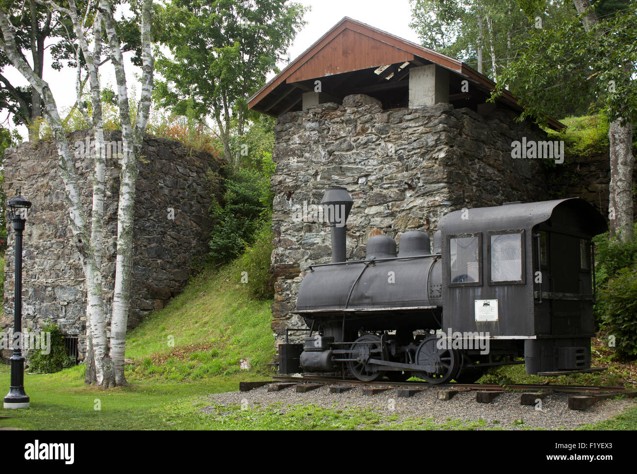Vulcan Dampflokomotive.  Verwendet in das 19. Jahrhundert-Herstellung von Kalk in Rockport, Maine. Stockfoto
