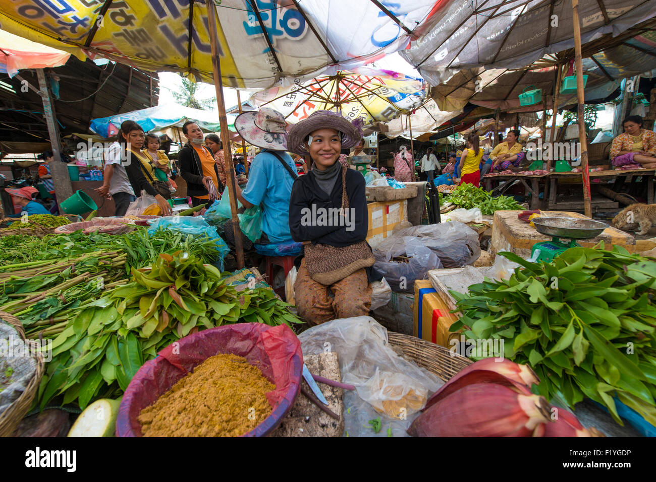 Siem Reap Markt Psar Leu. Lokalen Markt. Siem Reap, Kambodscha Stockfoto