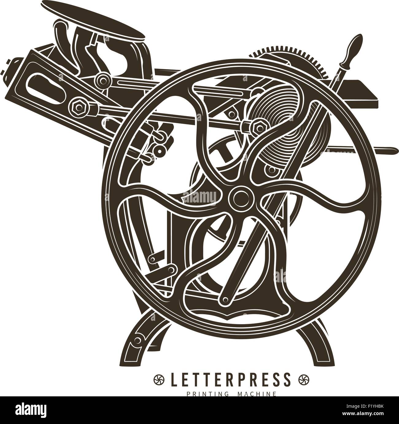 Buchdruck Drucken Maschine-Vektor-Illustration. Vintage print Logo-Design. Stock Vektor