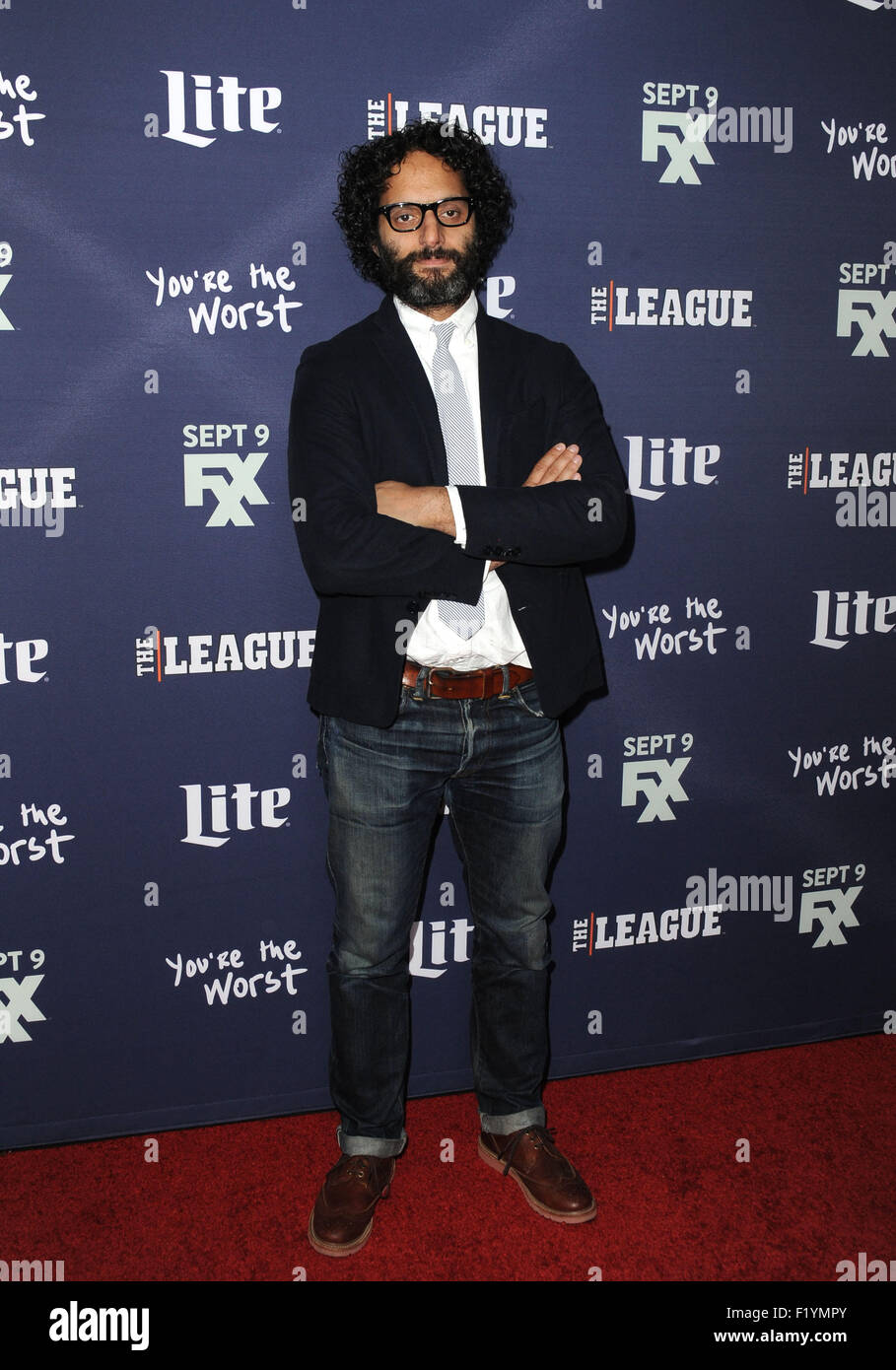 Los Angeles, Kalifornien, USA. 8. Sep, 2015. Jason Mantzoukas Teilnahme an der Los Angeles Premiere von FXX '' The League'' letzte Saison und '' du bist der schlimmste '' 2. Staffel im Regency Bruin Theater in Westwood, Kalifornien am 8. September 2015 statt. 2015-Credit: D. Long/Globe Fotos/ZUMA Draht/Alamy Live-Nachrichten Stockfoto
