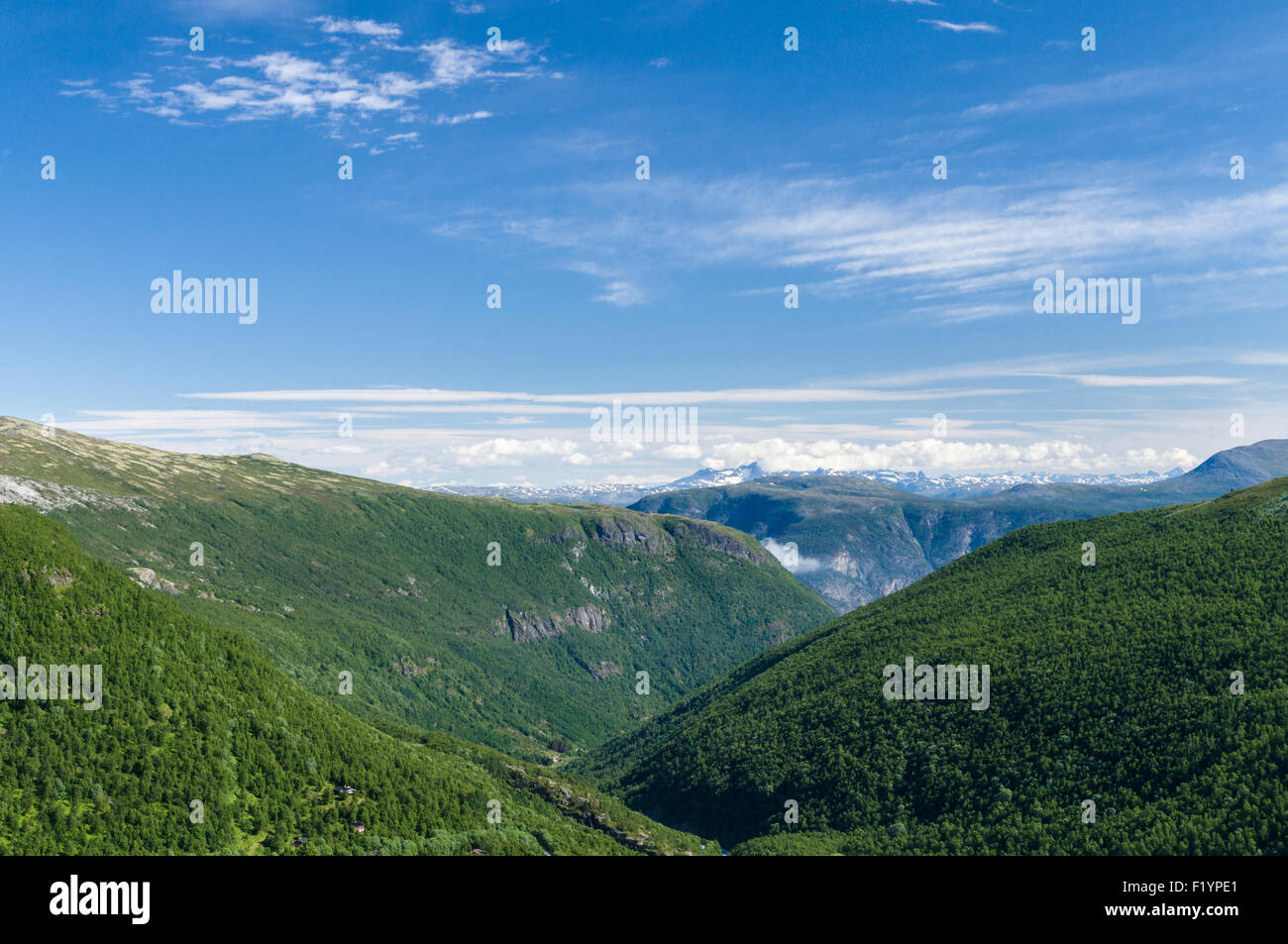 Norwegischen Berge und Täler, Sommer Landschaft Stockfoto