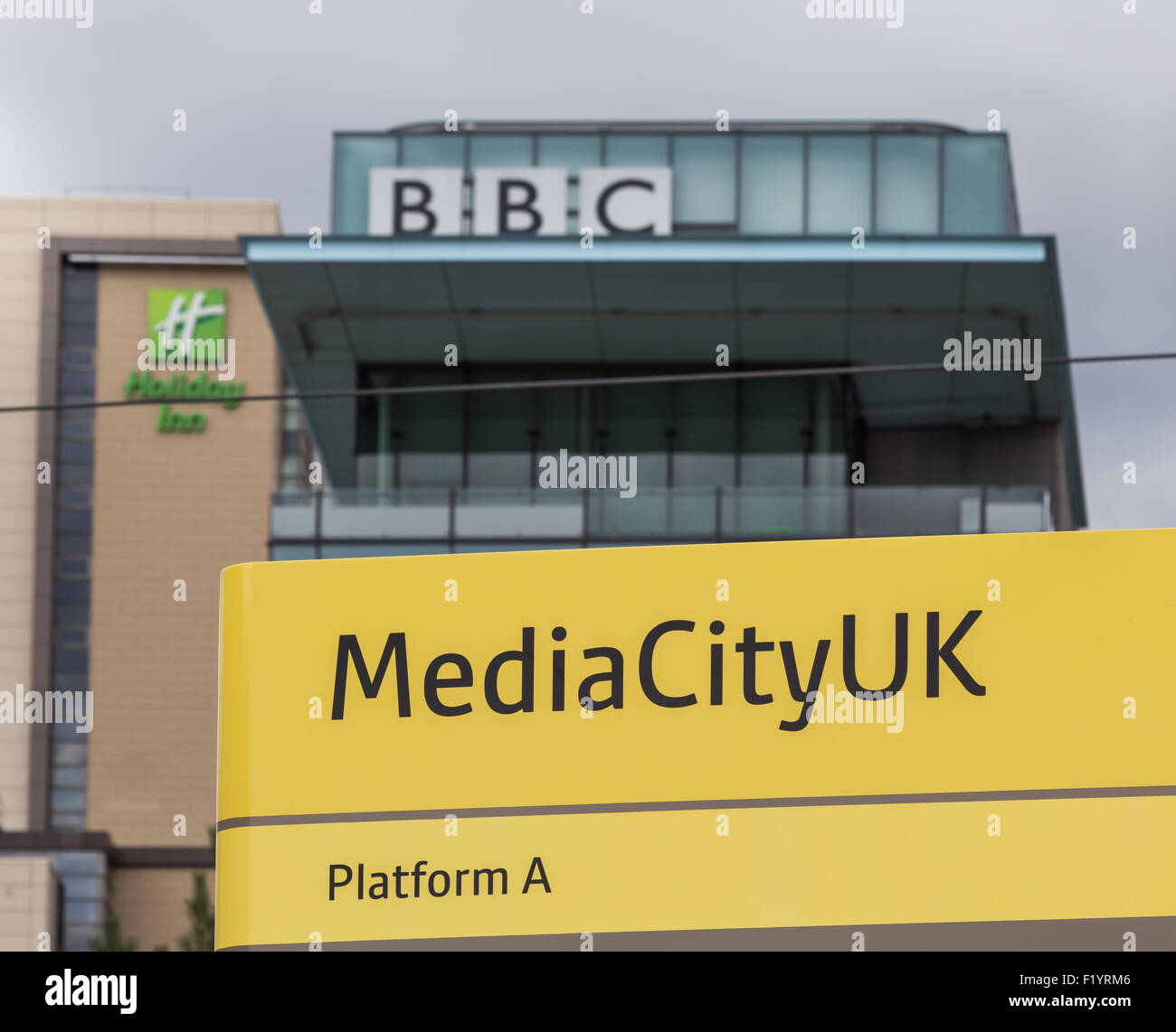 MediaCityUK Tram-Station in Salford Quays, Manchester, England. UK Stockfoto