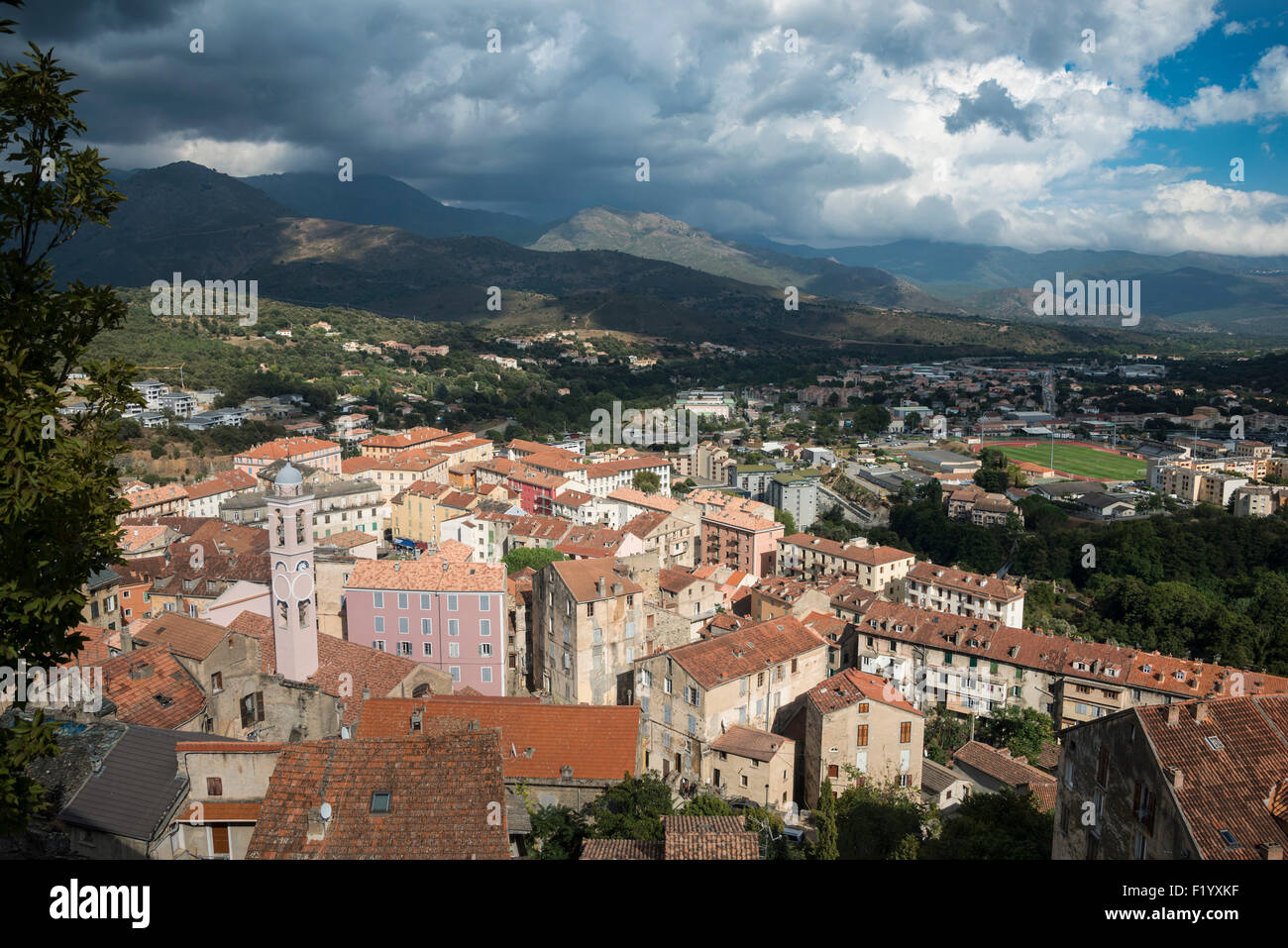 Blick auf die Stadt, historische Zentrum von Corte, Korsika, Frankreich Stockfoto