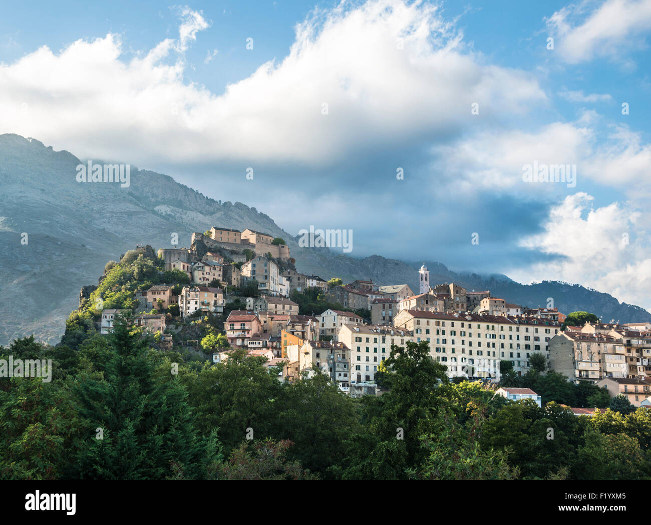 Blick auf die Stadt, historische Zentrum von Corte, Korsika, Frankreich Stockfoto