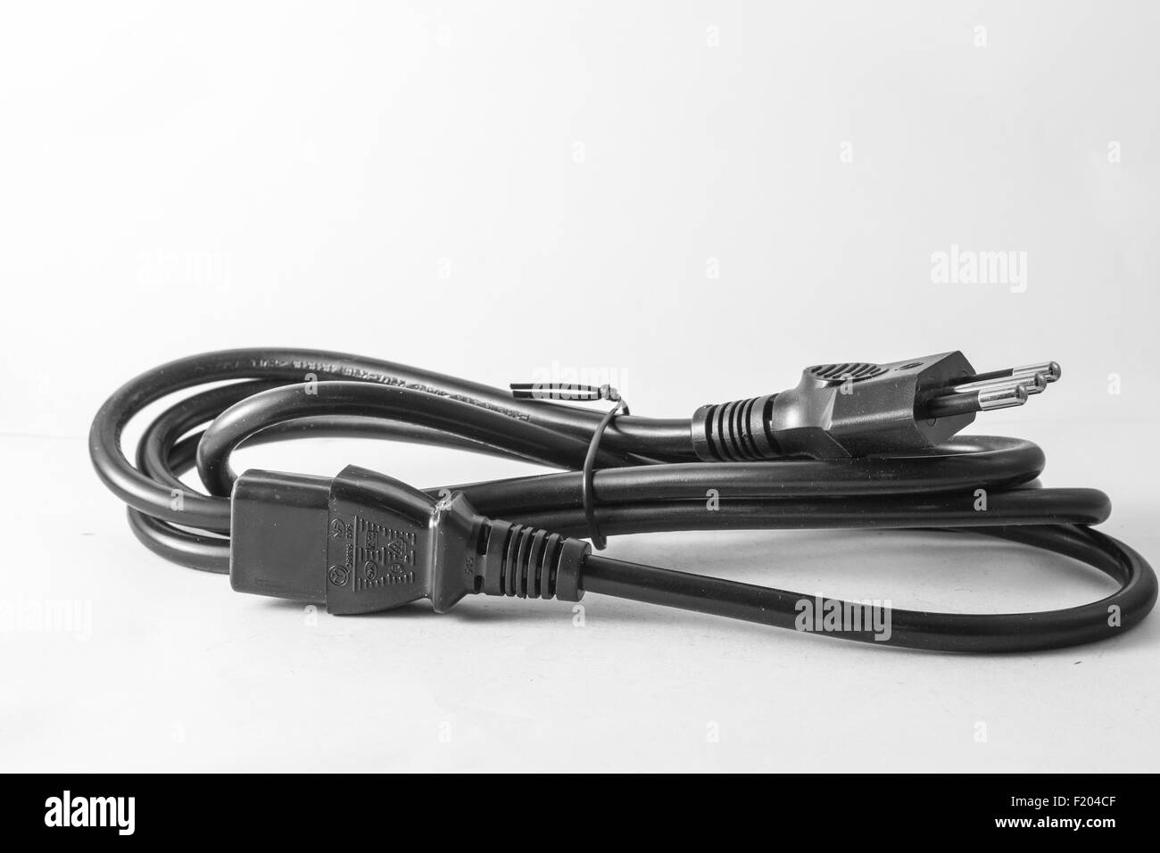 Power Plug - Netzkabel hautnah. Stockfoto