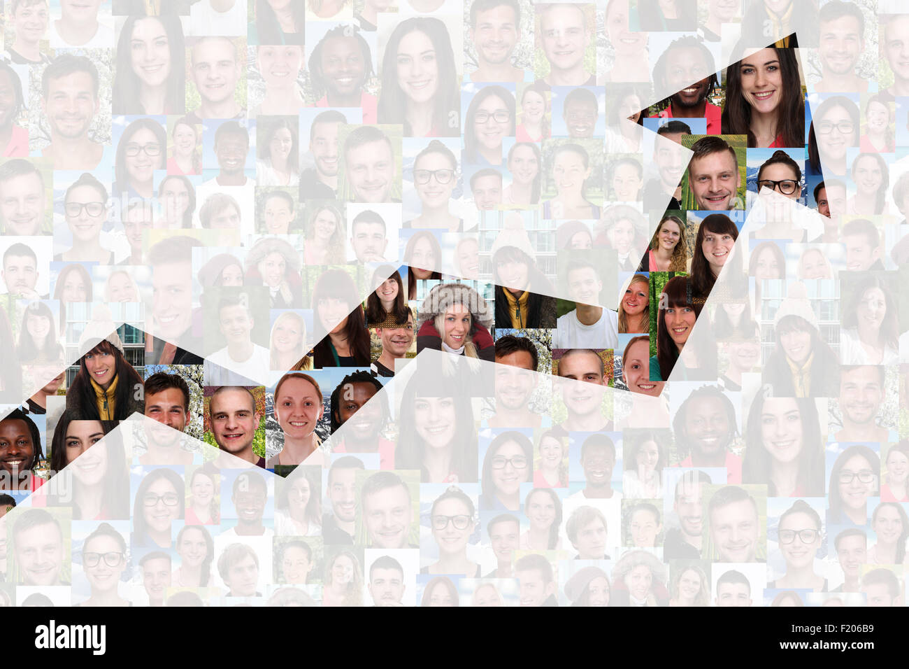 Erfolg oder erfolgreiche Wachstumsstrategie im Geschäft mit Gruppe von Menschen-Hintergrund Stockfoto