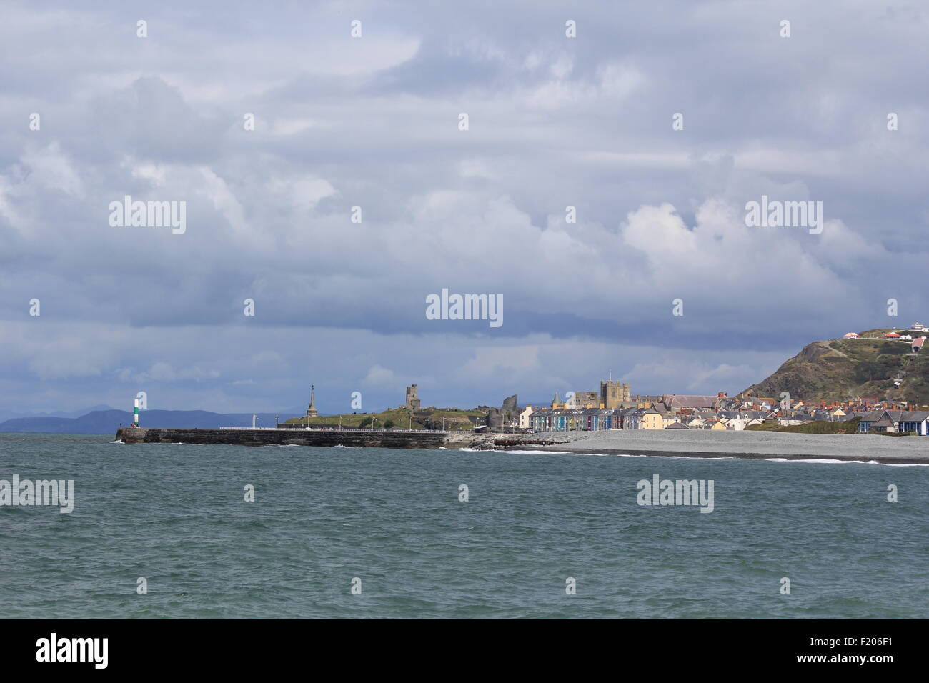 Eine Ansicht von Aberystwyth Tan y Bwlch Strand, Blick nach Norden, Wales UK Stockfoto