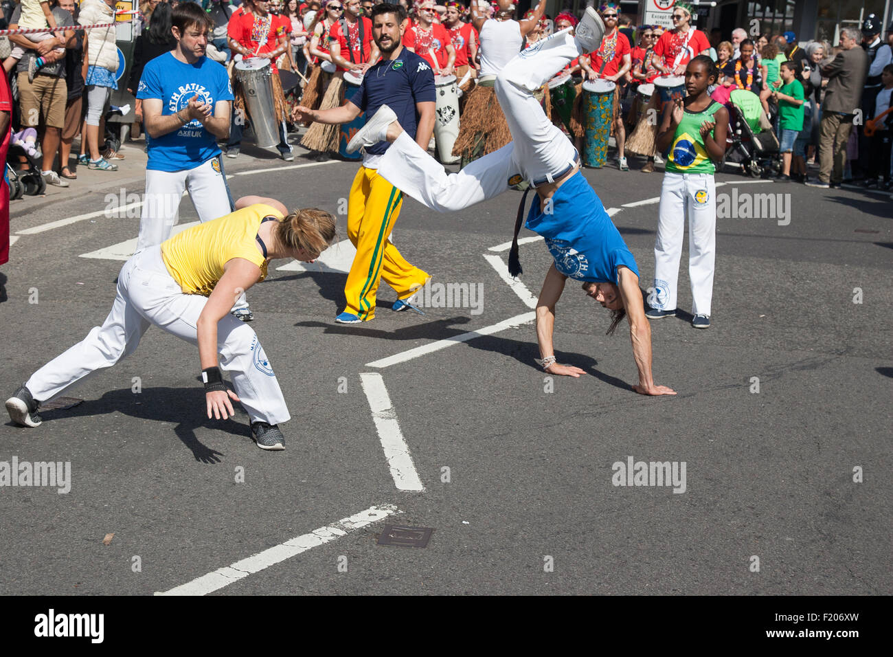 Capoeira-brasilianische Tänzer Kingston Karneval Stockfoto