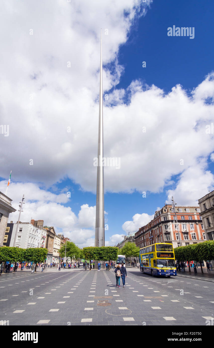 O' Connell St Ansicht des Edelstahls Spire of Dublin, Ireland Stockfoto