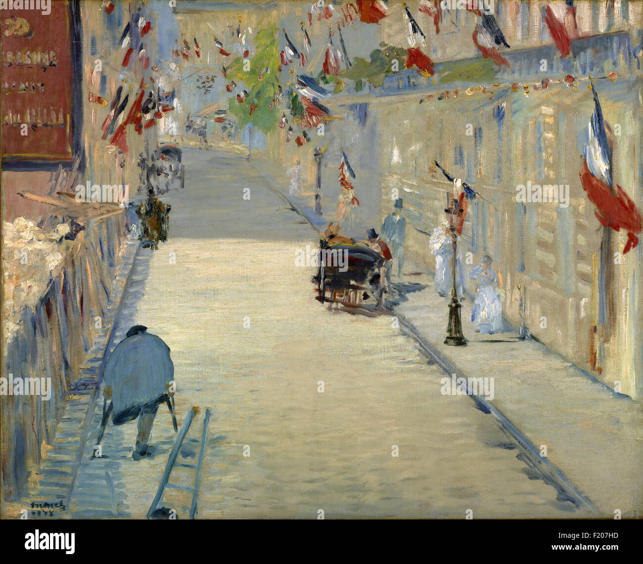 Edouard Manet - Rue Mosnier mit Flaggen Stockfoto