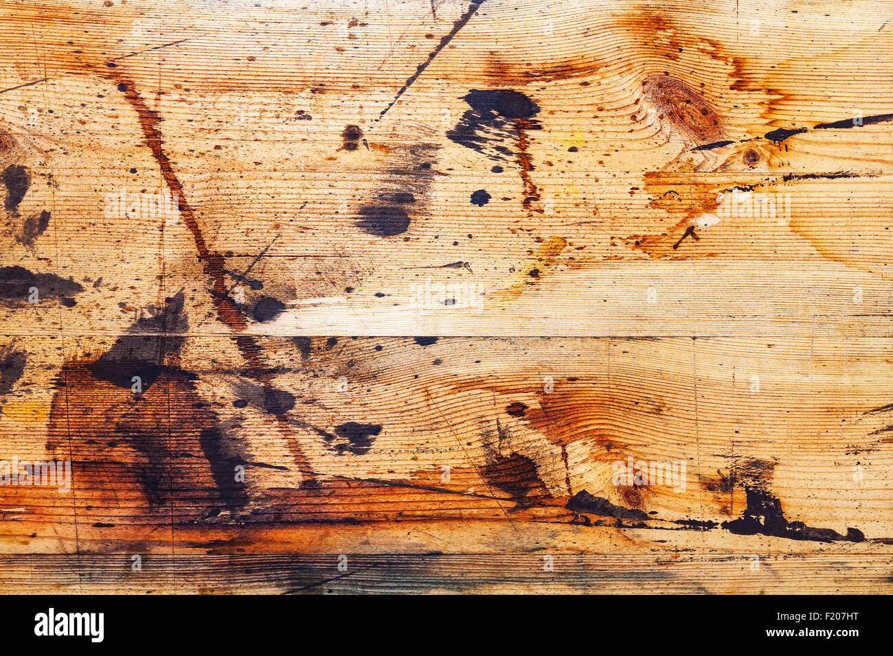 Hintergrundtextur von alten Holzbrettern mit Farbe Flecken Stockfoto