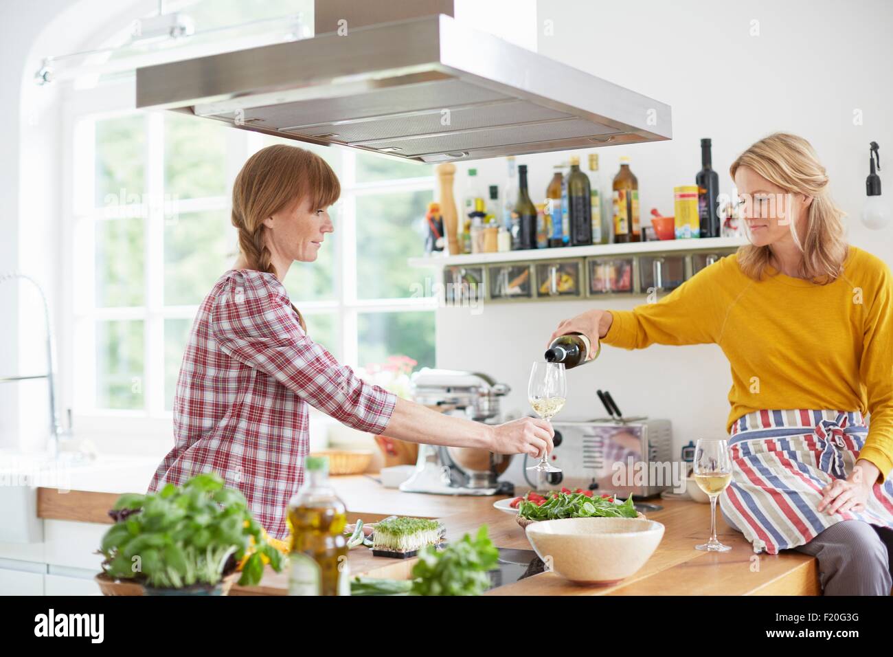 Frauen, die Zubereitung in der Küche Stockfoto