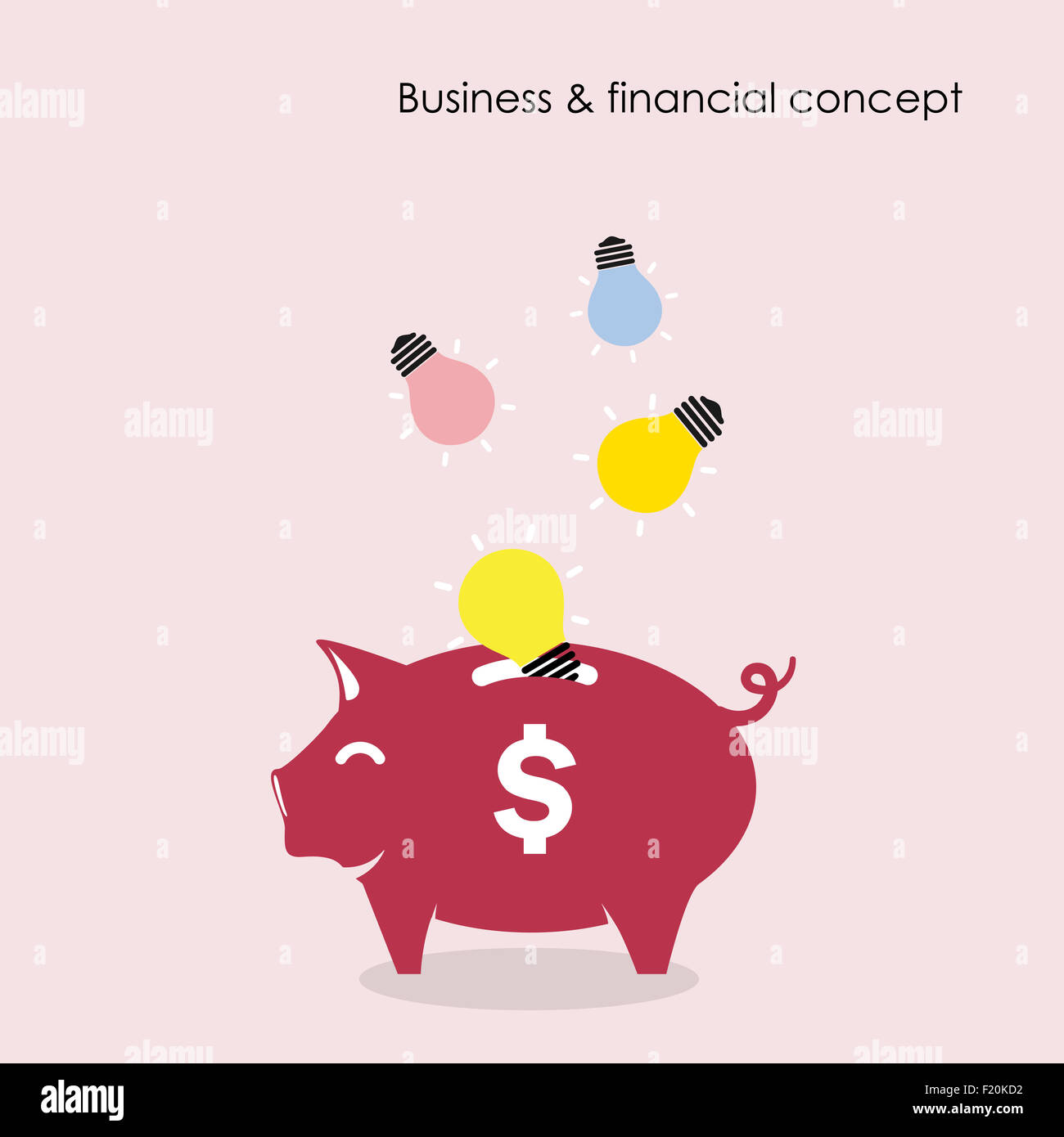 Sparschwein-Symbol mit der Wirtschaft und Finanzkonzept. Stockfoto