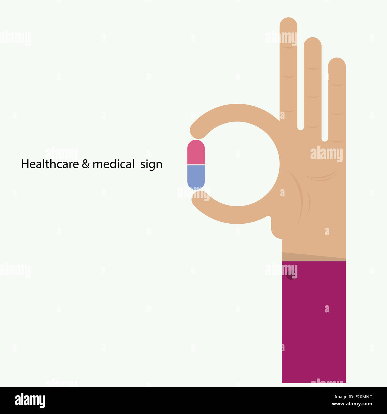 Hand und Medizin-Symbol. Symbol "medizinischen Hilfe". Health care Logo, medizinisches Logo, Krankenhaus Klinik Logo, Hand-Logo zu helfen. Stockfoto