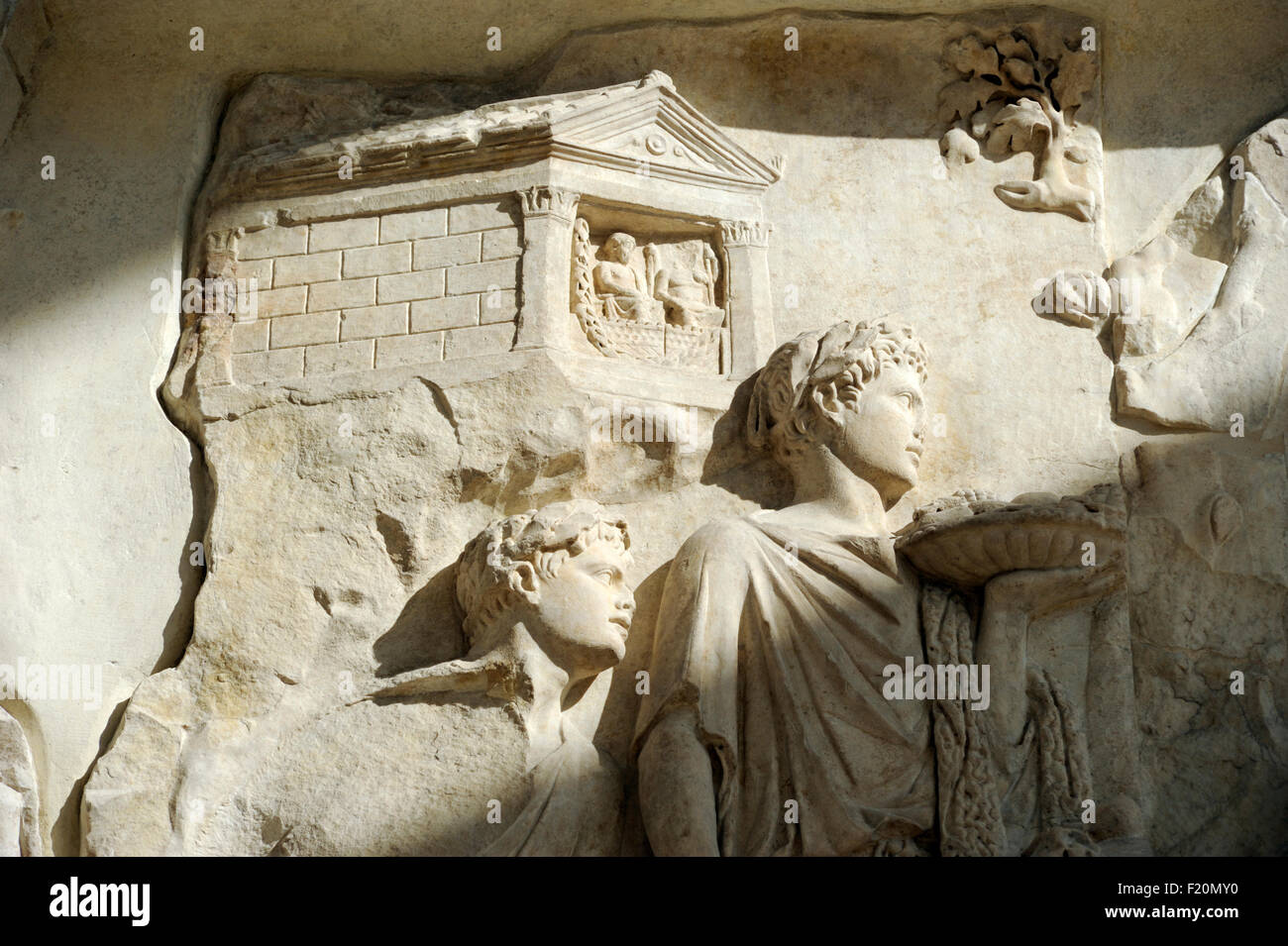 Italien, Rom, Ara Pacis Augustae, Basrelief Stockfoto