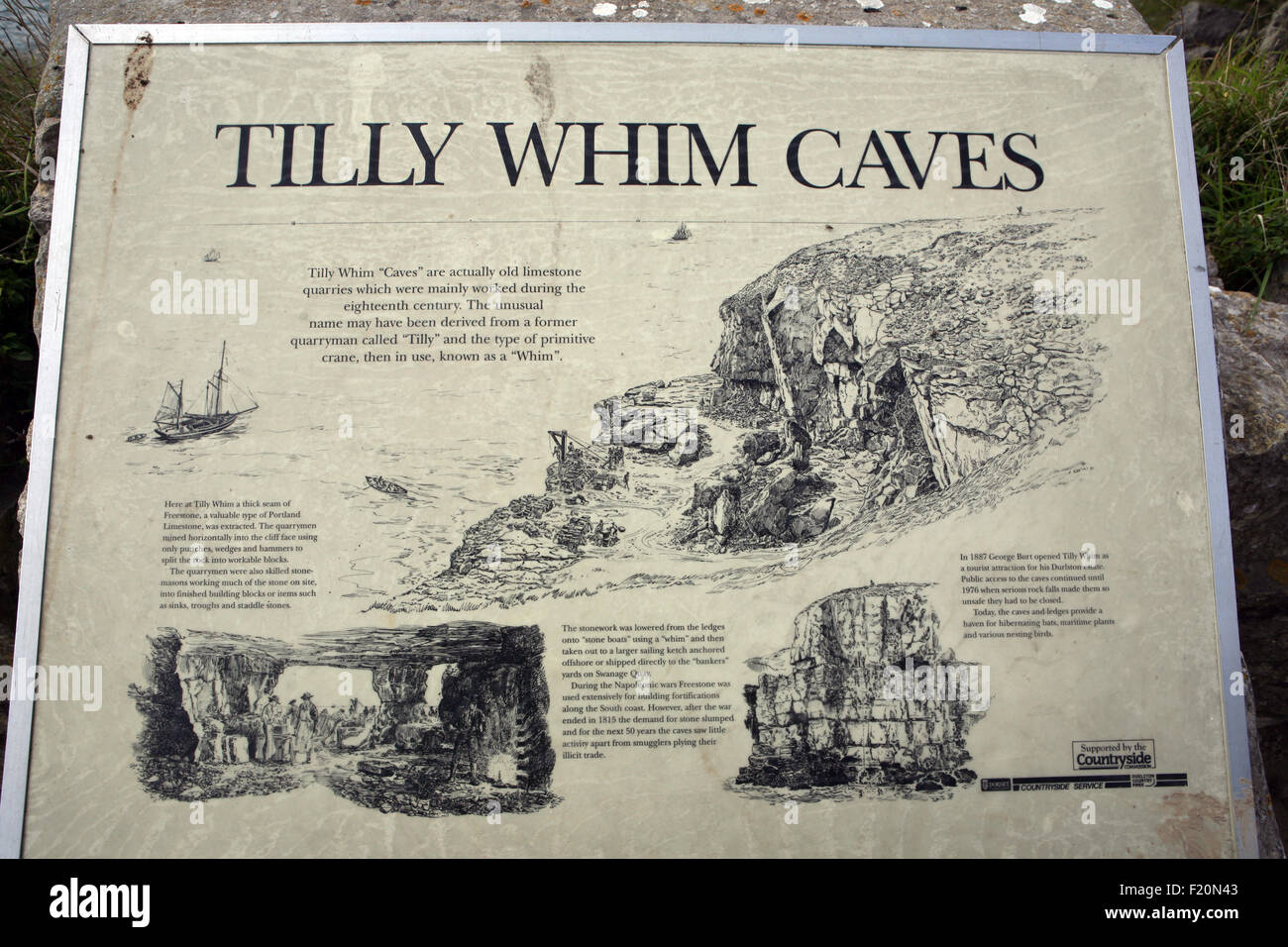 Tilly Laune Höhlen Plakat Schild Stockfoto