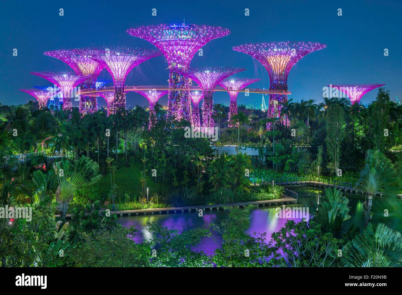 Singapur, Marina Bay, Garten an der Bucht, Botanischer Garten, Supertree Grove Stockfoto