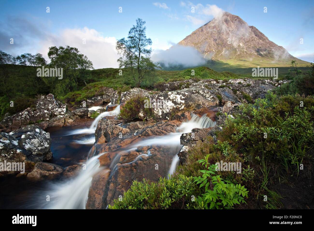 Großbritannien, Schottland, Glencoe, Fluss Coupall Buachaille Etive Mor, Schottland Stockfoto