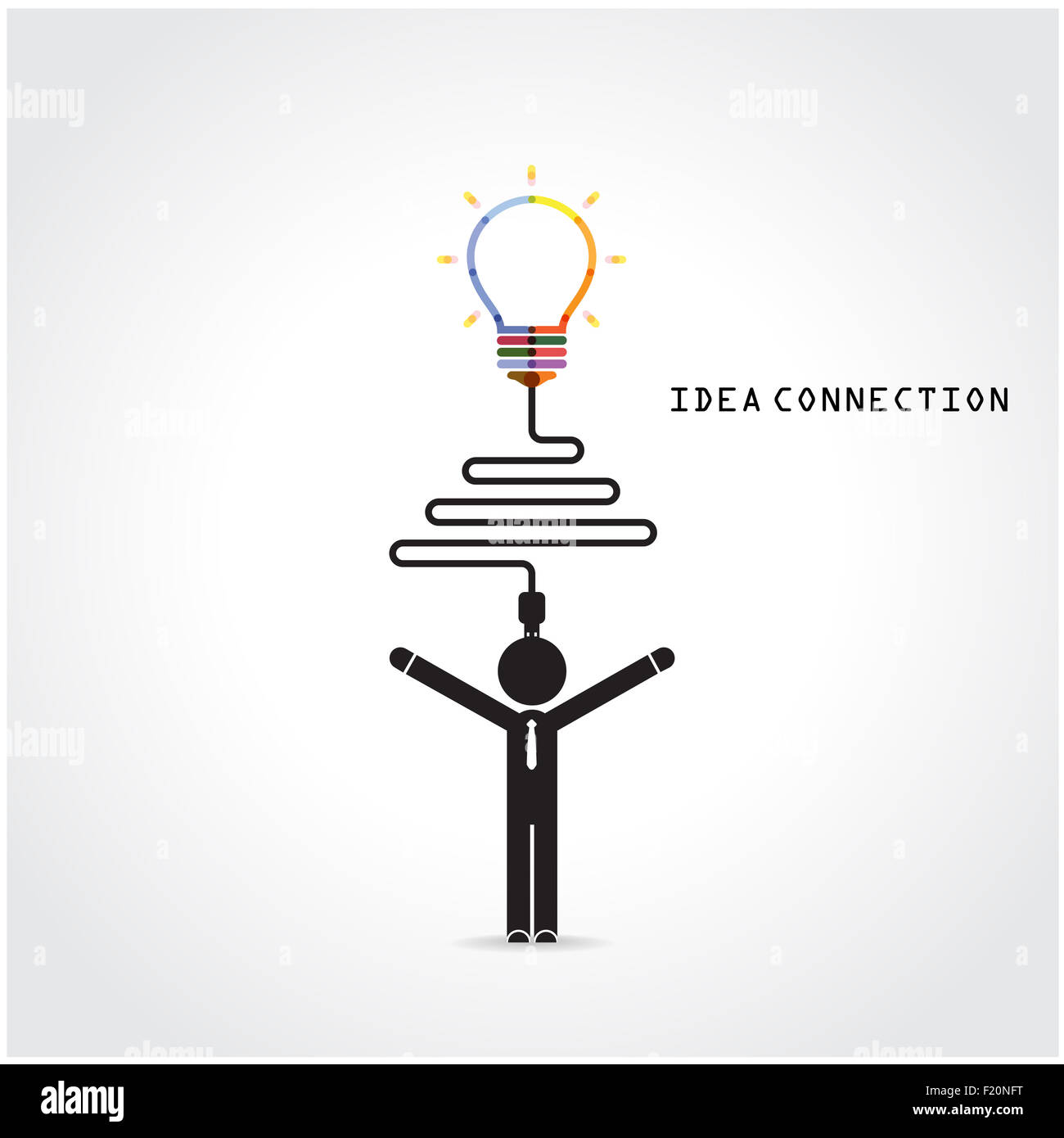 Kreative Glühbirne Symbol und wissen Verbindung Zeichen. Wirtschaft und Bildung Konzept. Stockfoto