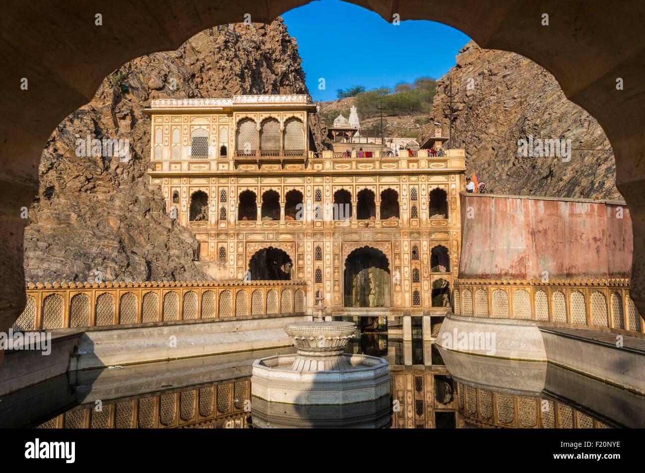 Indien, Rajasthan Zustand, Jaipur, Galta Ji Tempel dem Gott Hanuman gewidmet Stockfoto