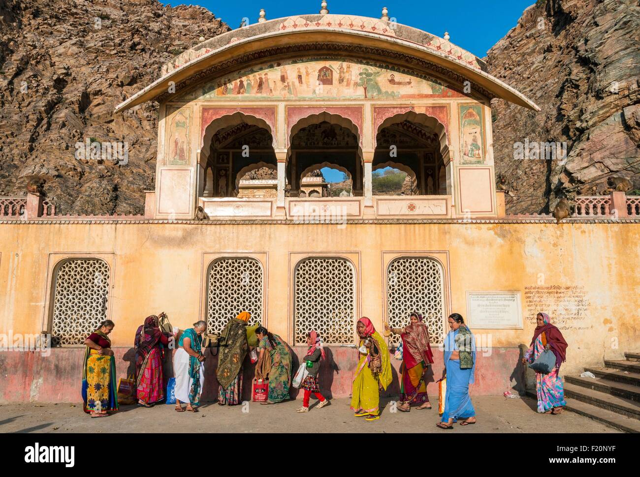 Indien, Rajasthan Zustand, Jaipur, Galta Ji Tempel dem Gott Hanuman gewidmet Stockfoto