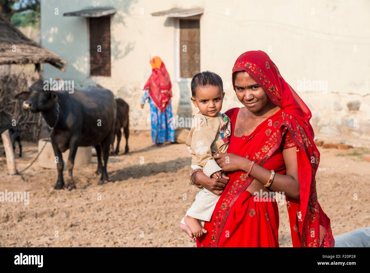 Indien, Rajasthan state, Shekhawati Region Fürstenstaates, Landwirte Stockfoto