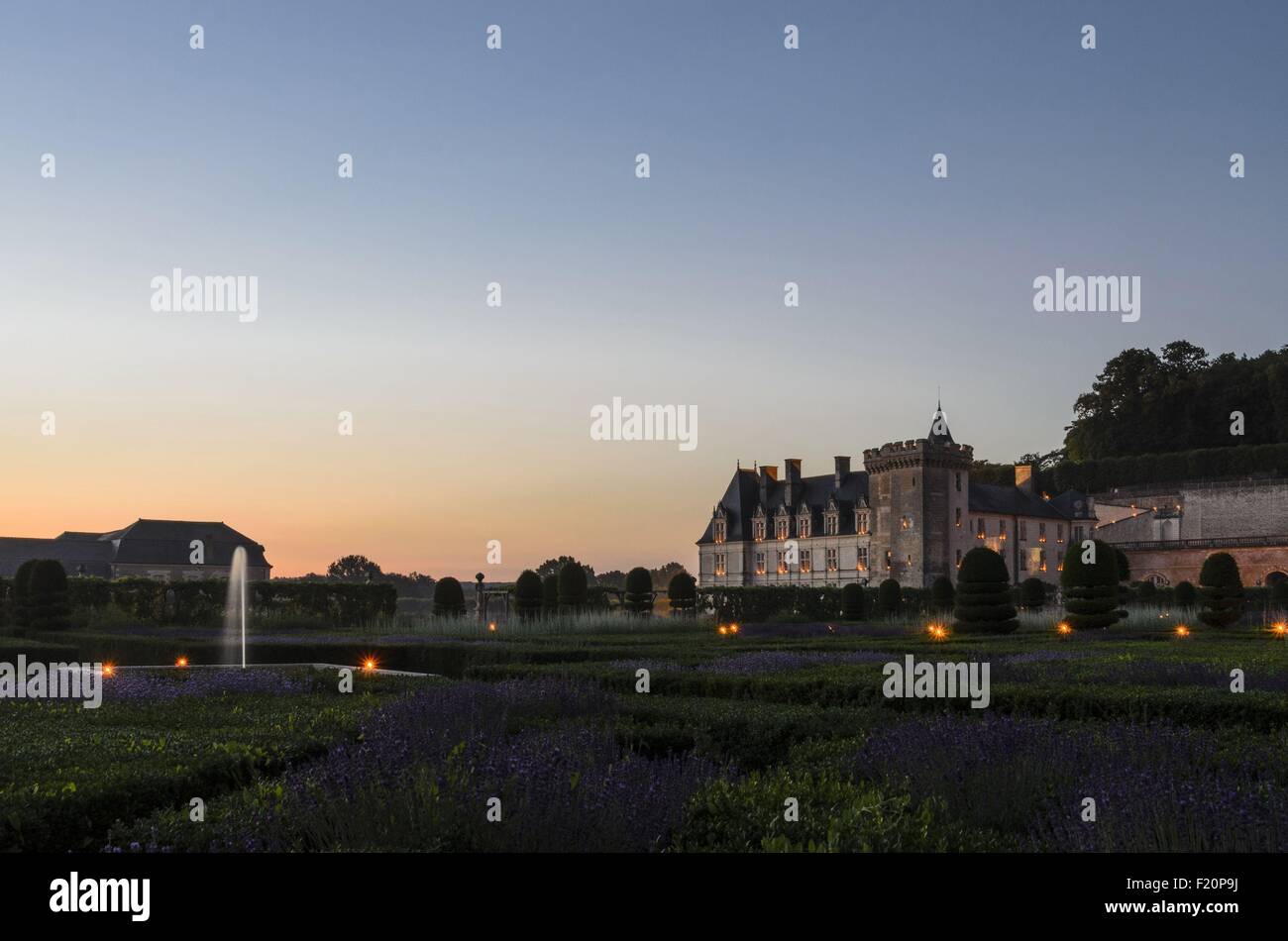 Frankreich, Indre et Loire, Loire-Tal, Weltkulturerbe von UNESCO, Schloss und Gärten Villandry, erbaut im 16. Jahrhundert Renaissance Stockfoto