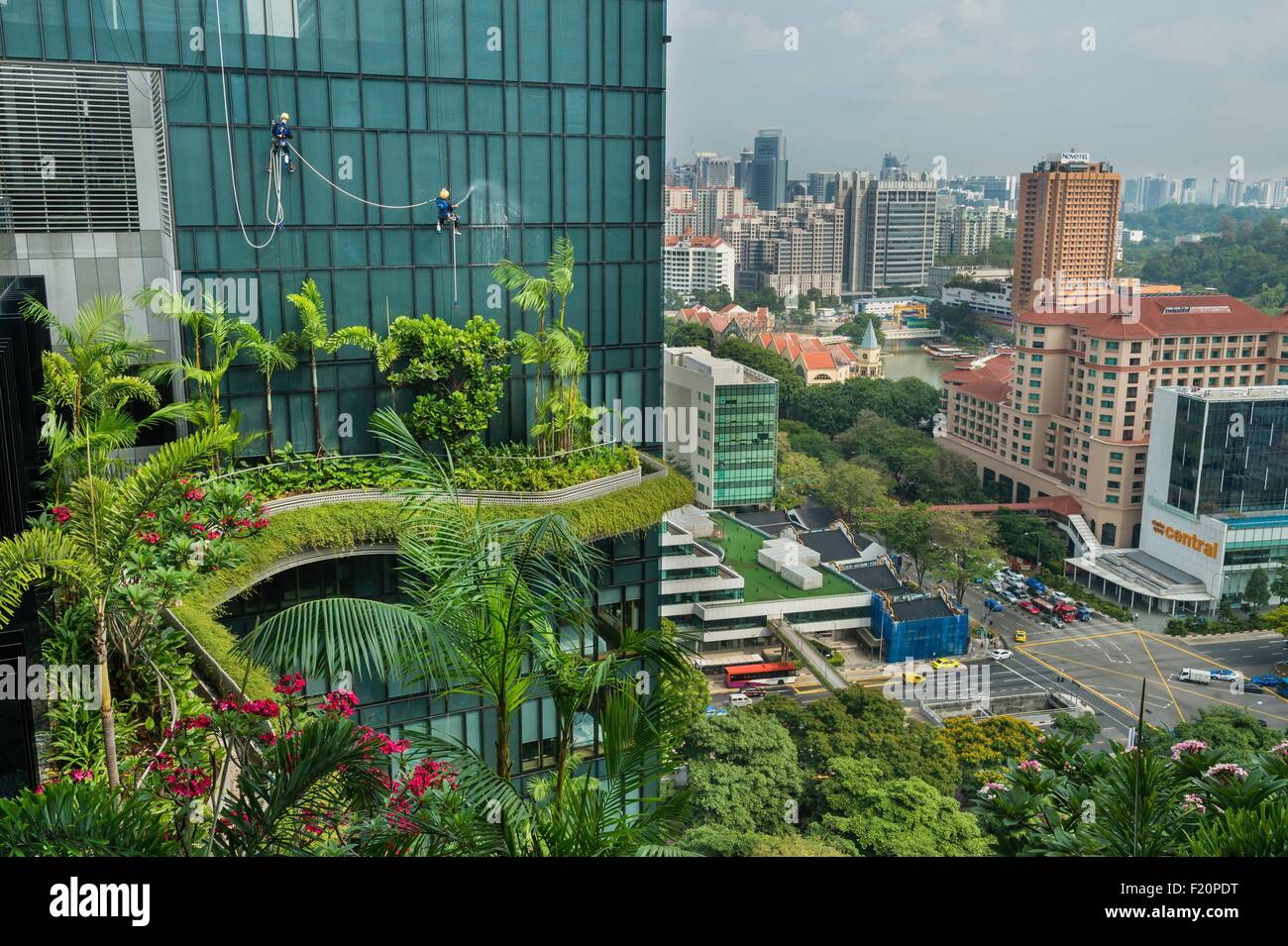 Singapur, Park Royal Hotel von Woha Singapourian Architektur studio Stockfoto