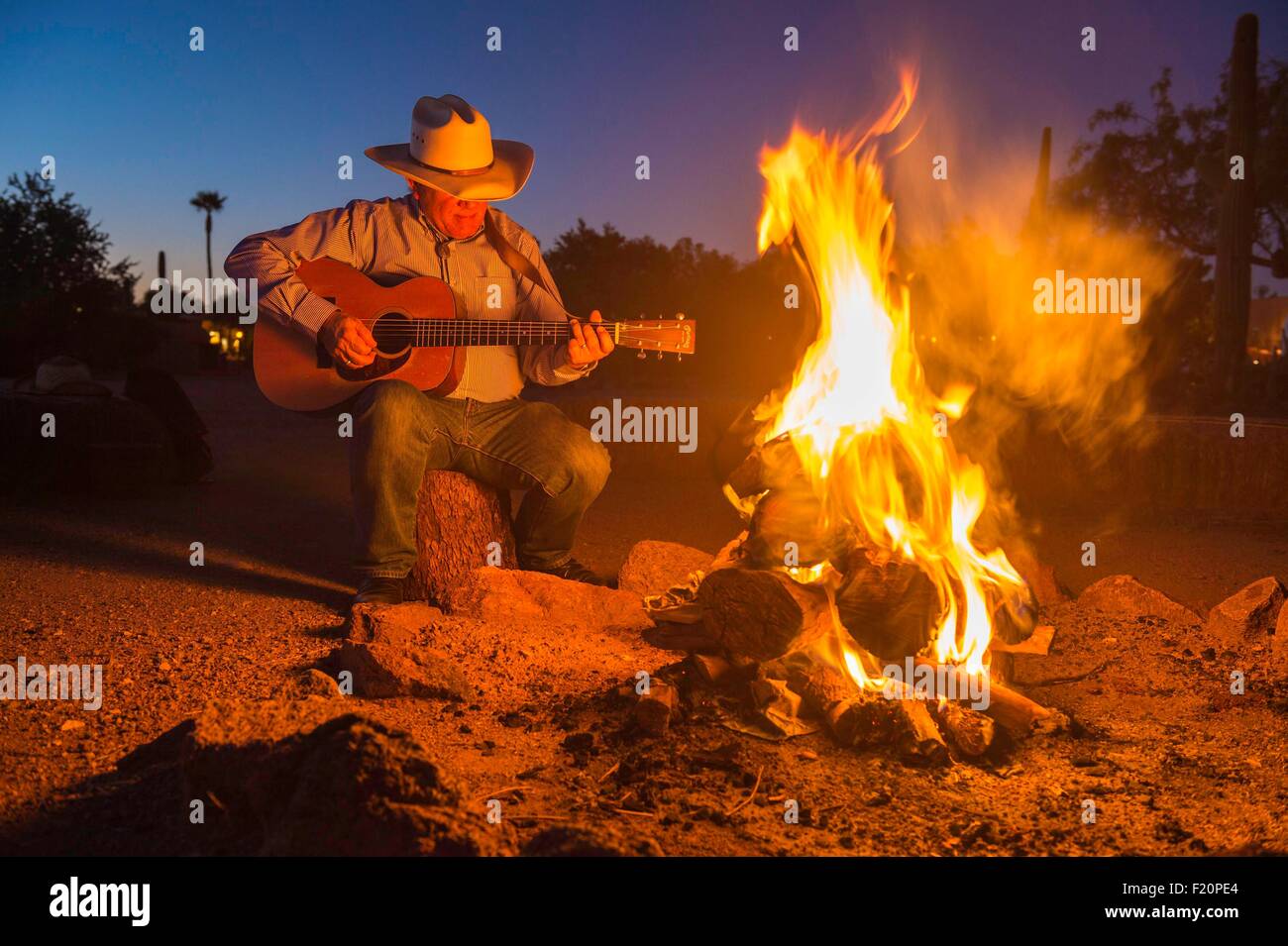 USA, Arizona, Tucson, White Stallion Ranch, Bill Ganz geben ein Konzert Stockfoto