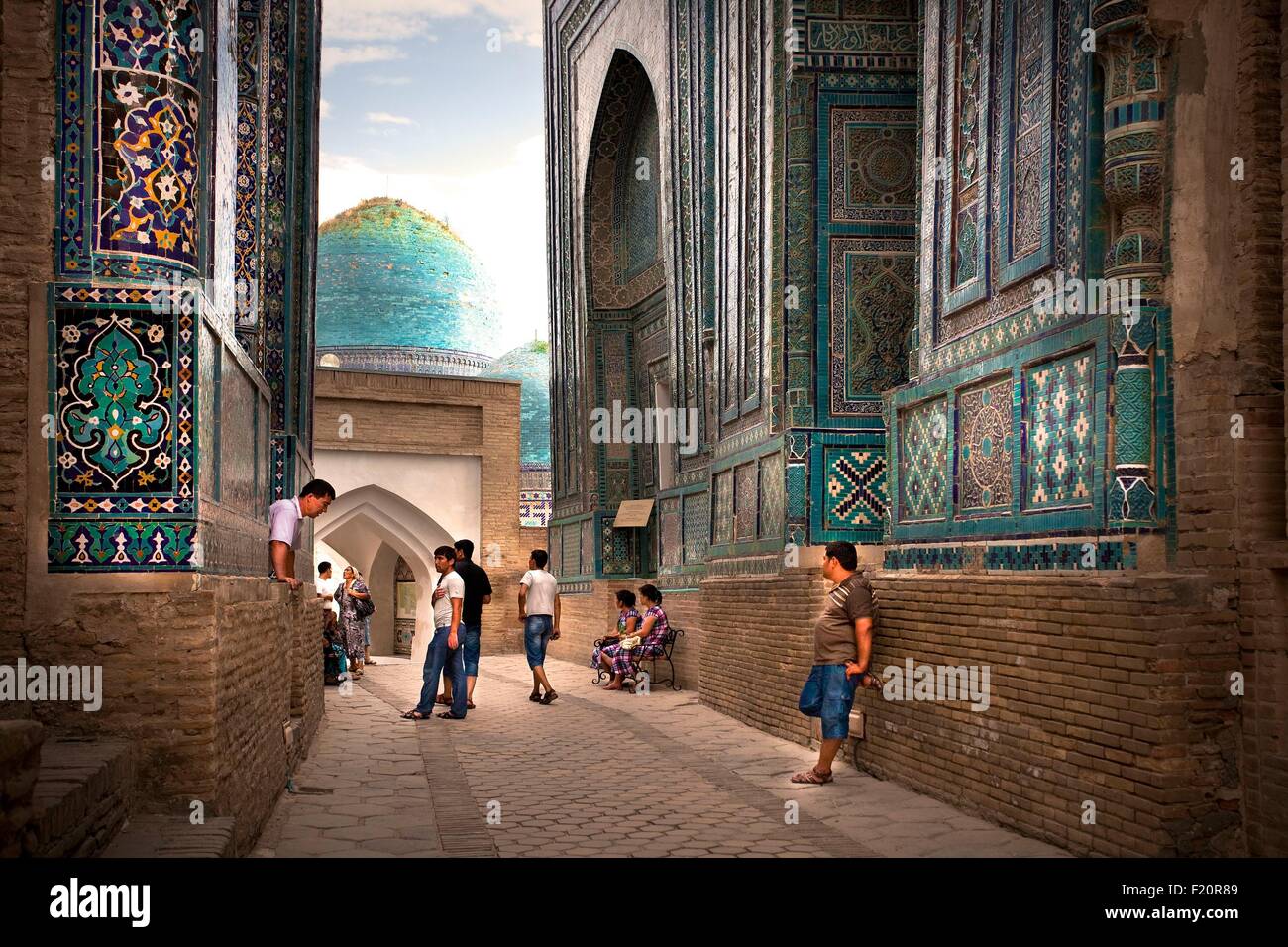 Usbekistan, Samarkanda, gezählten Zinda Nekropole Stockfoto