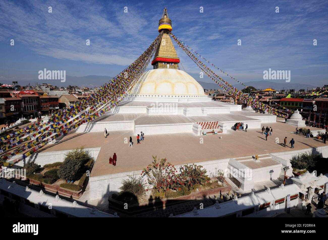 Nepal, Kathmandu-Tal, Bodnath aufgeführt als Weltkulturerbe der UNESCO, Bodnath Stupa, Gesamtansicht (Archiv) Stockfoto