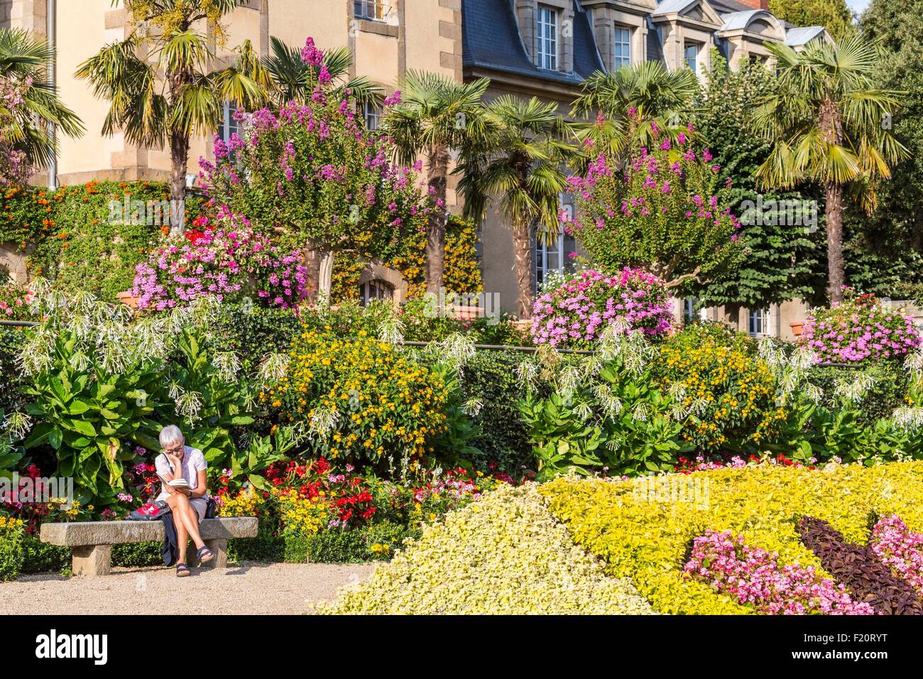 Frankreich, Ille et Vilaine, Rennes, St George Hall aus dem 17. Jahrhundert von dem Architekten Pierre Corbineau mit einem französischen Garten Stockfoto