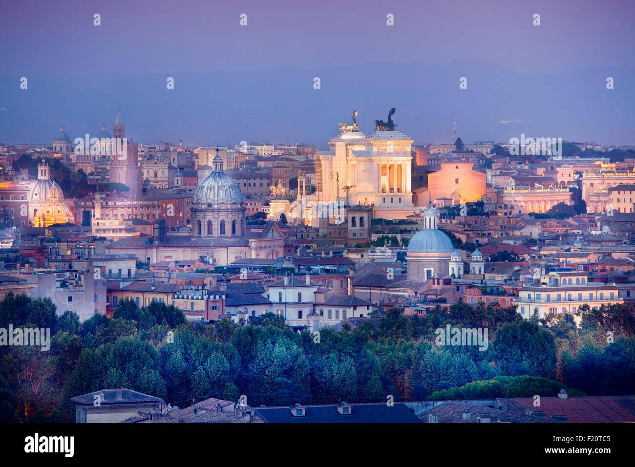 Gianicolo-Hügel, Panoramablick über die Altstadt von der UNESCO als Welterbe gelistet, Rom, Latium, Italien Stockfoto