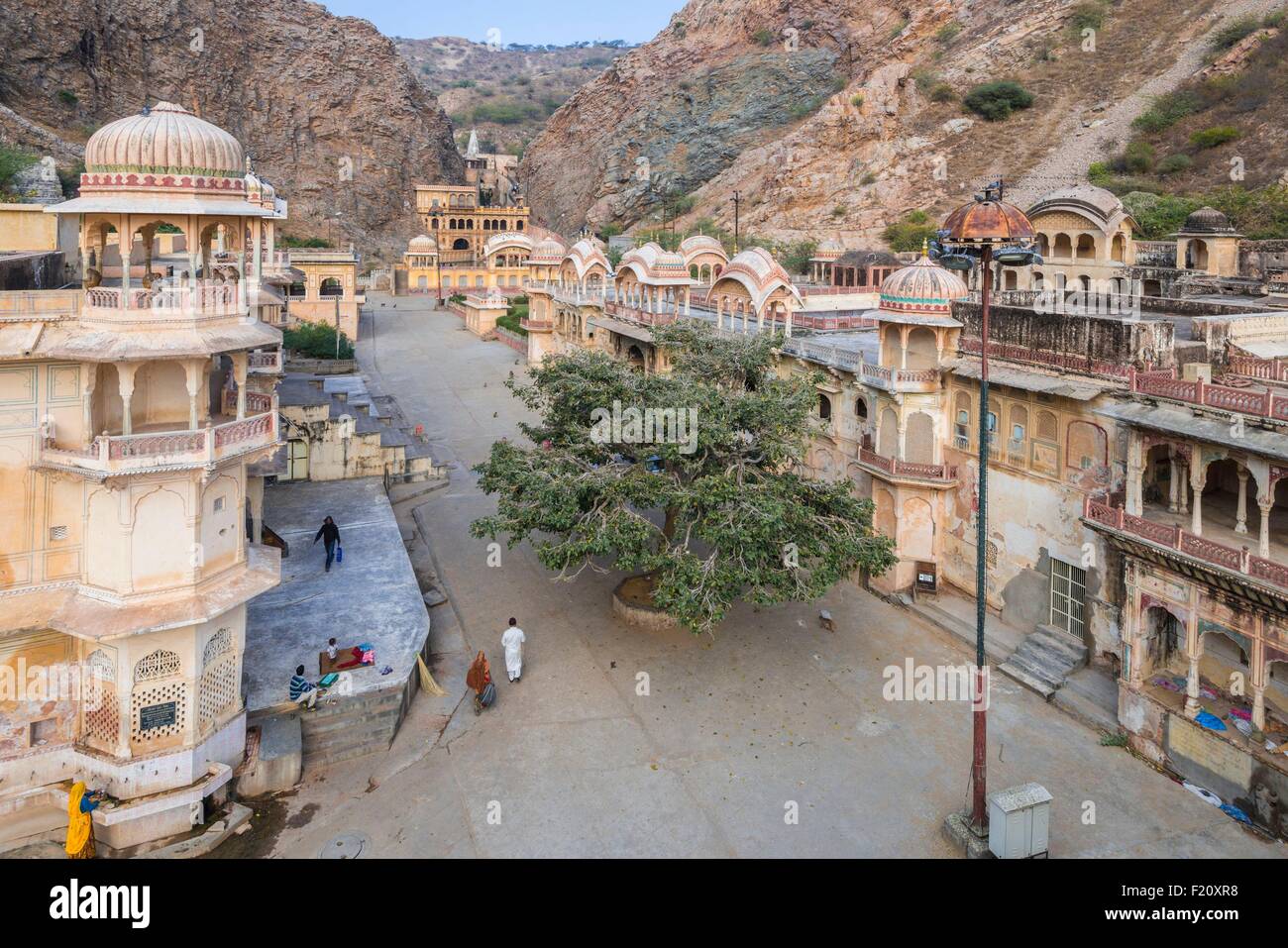 Indien, Rajasthan Zustand, Jaipur, Galta Ji Tempel dem Gott Hanuman gewidmet Stockfoto