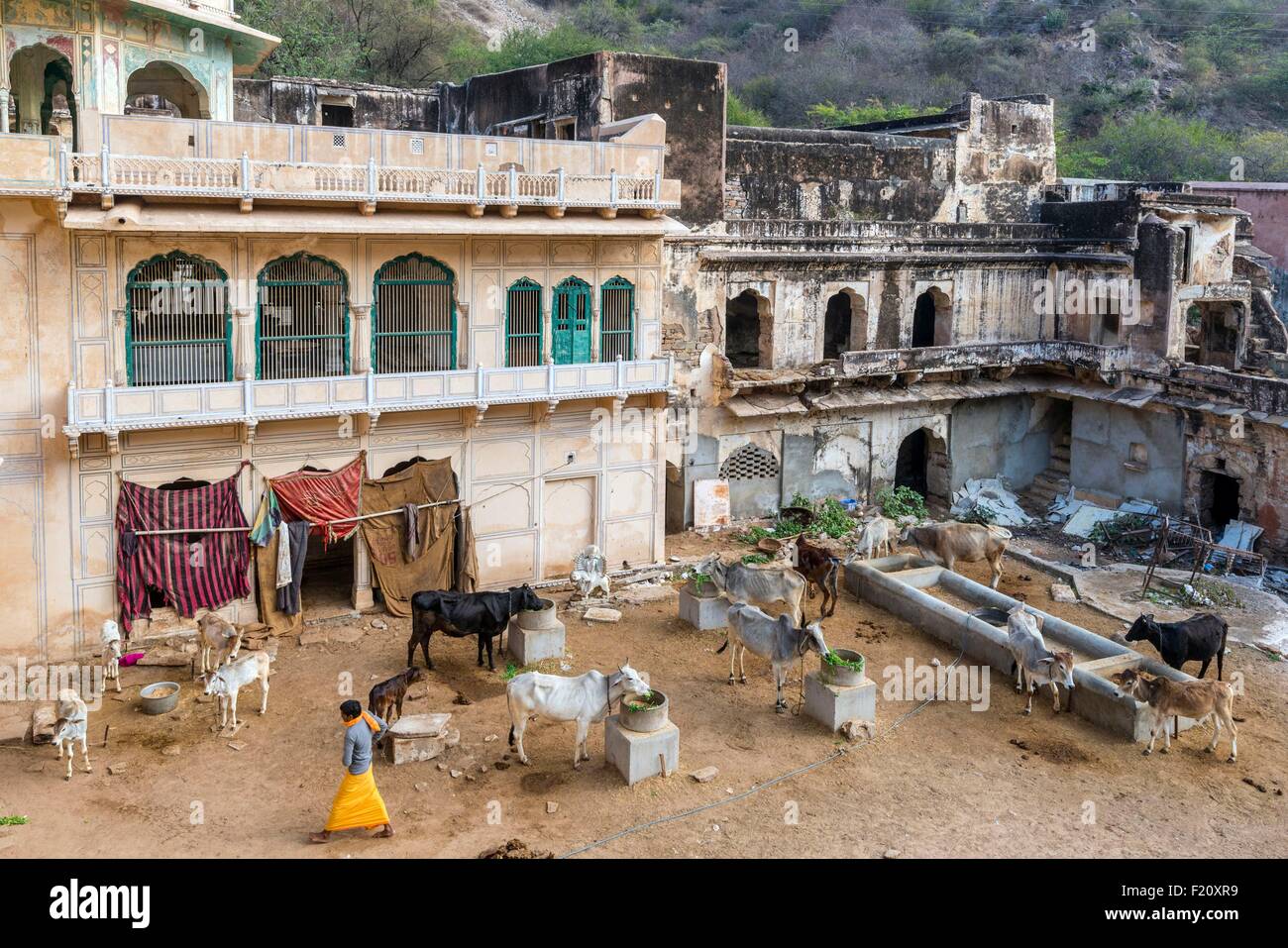 Indien, Rajasthan Zustand, Jaipur, Galta Ji Tempel dem Gott Hanuman gewidmet Stockfoto