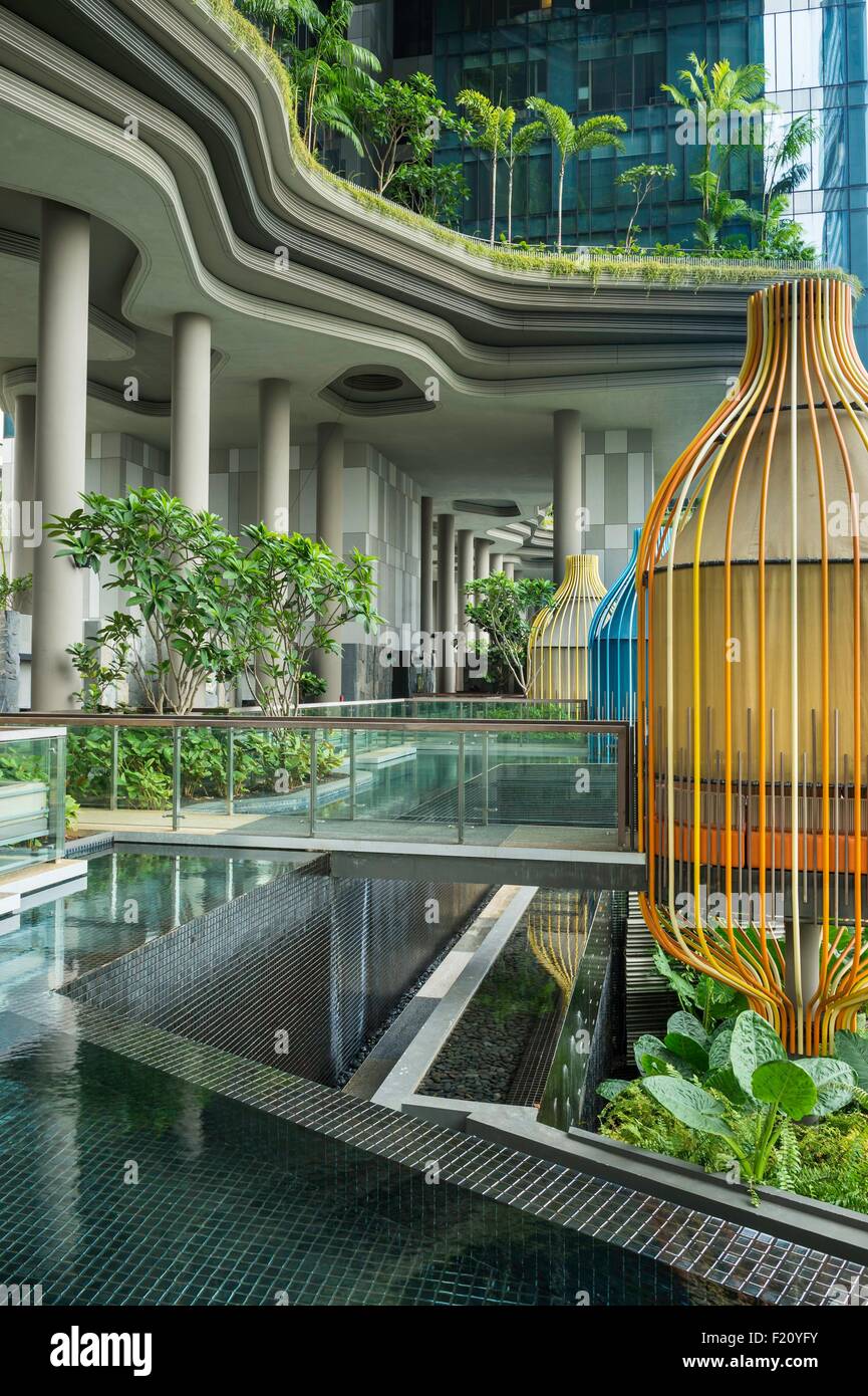 Singapur, Park Royal Hotel von Woha Singapourian Architektur studio Stockfoto