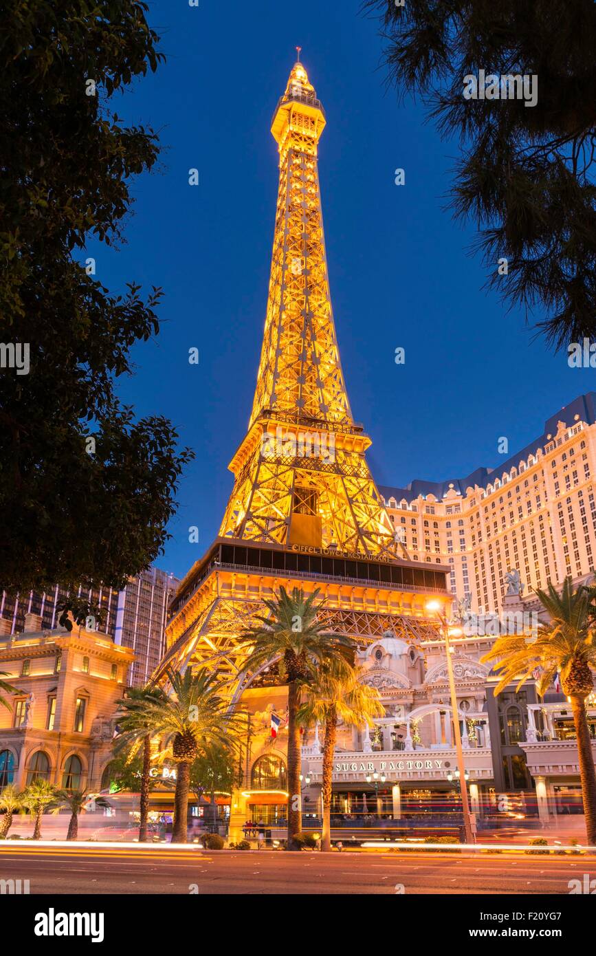 Strip, Paris Las Vegas Hotel &amp; Casino, Las Vegas, Nevada, Vereinigte Staaten Stockfoto