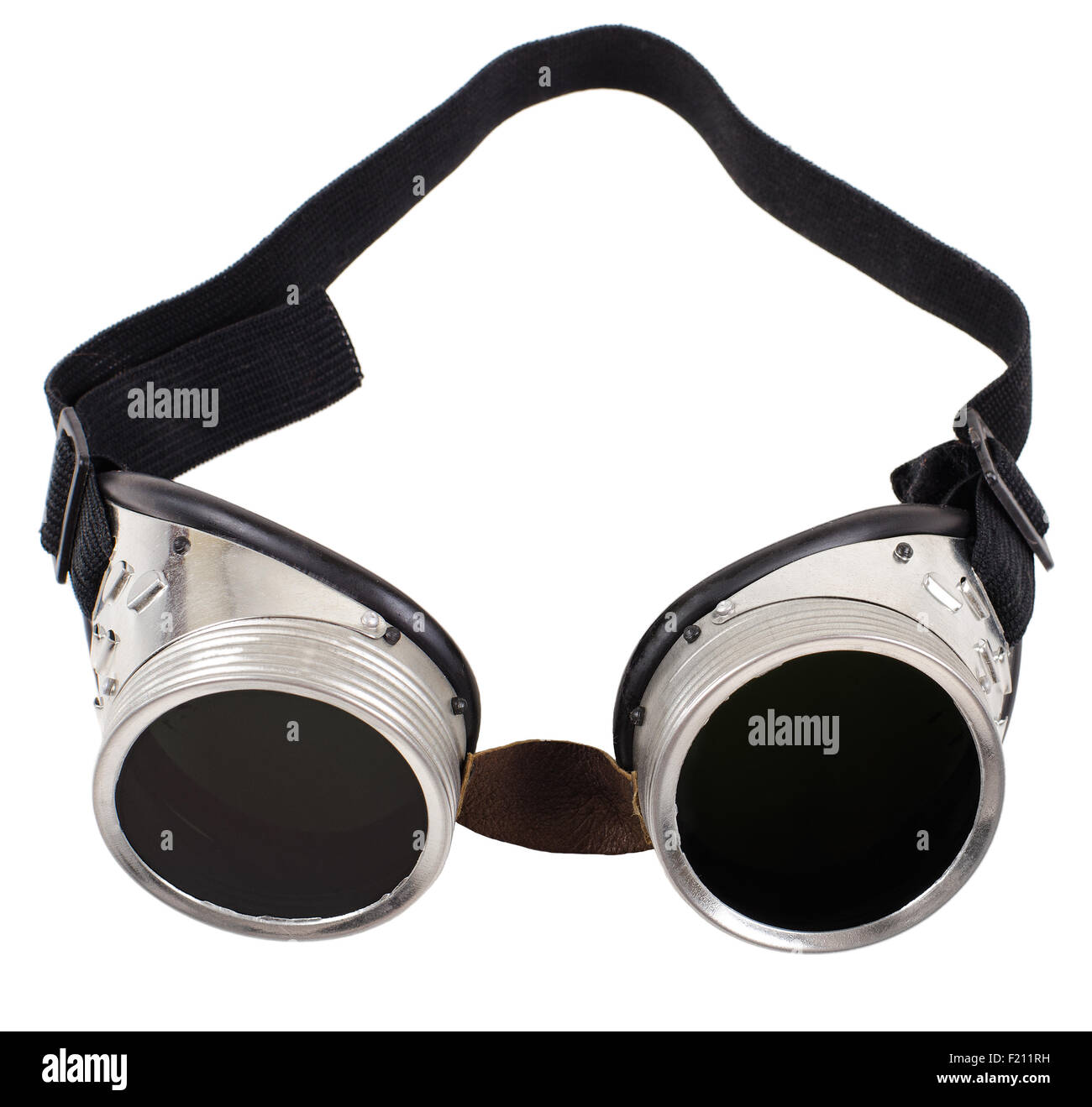 Foto-Blak geschweißt schützende Brille auf weißem Hintergrund isoliert, Nahaufnahme Stockfoto