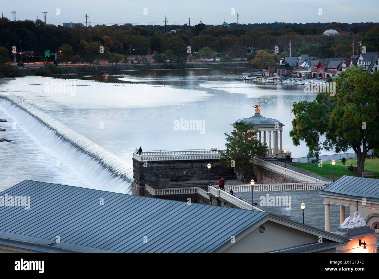 USA, Pennsylvania, Philadelphia, Kunstmuseum, Wasserwerke, Bootshaus Zeilenbereich, Schuylkill River Stockfoto