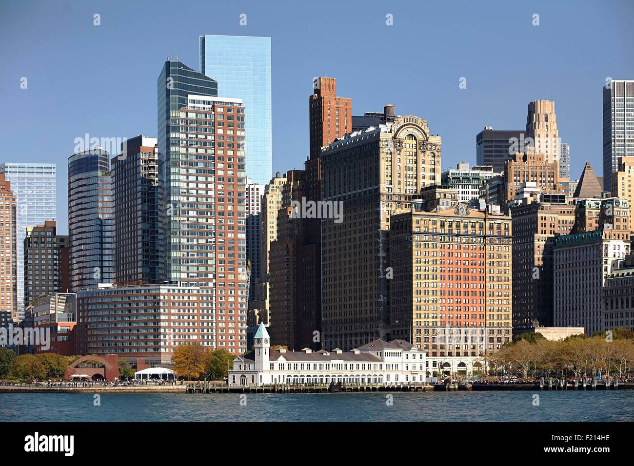 Vereinigte Staaten, New York, Manhattan, Blick auf Lower Manhattan vom Hudson River Stockfoto