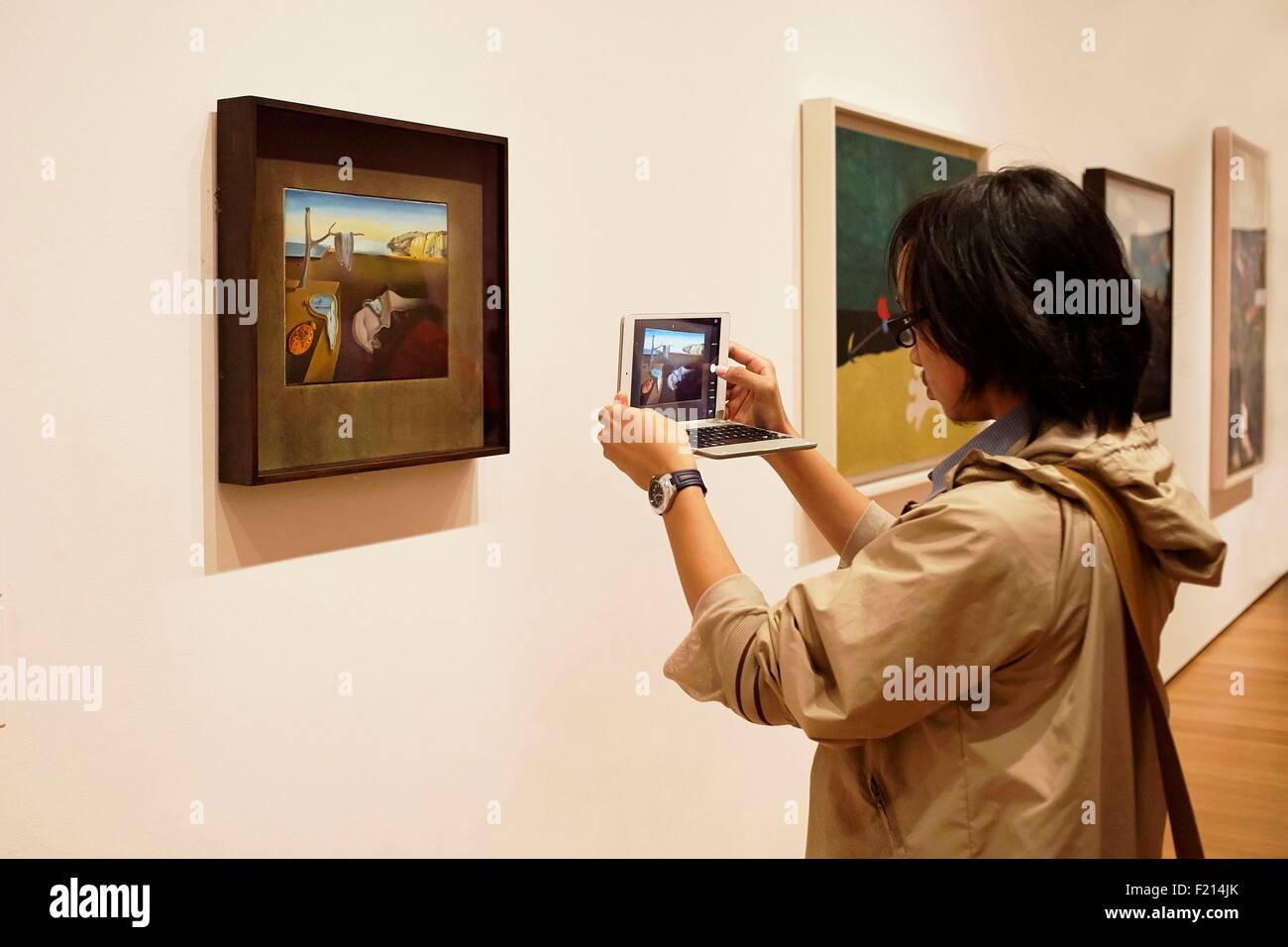 Vereinigte Staaten New York Manhattan Museum Of Modern Art Moma Frau Fotografieren Ein Gemalde Von Salvador Dali The Persistence Of Memory Stockfotografie Alamy
