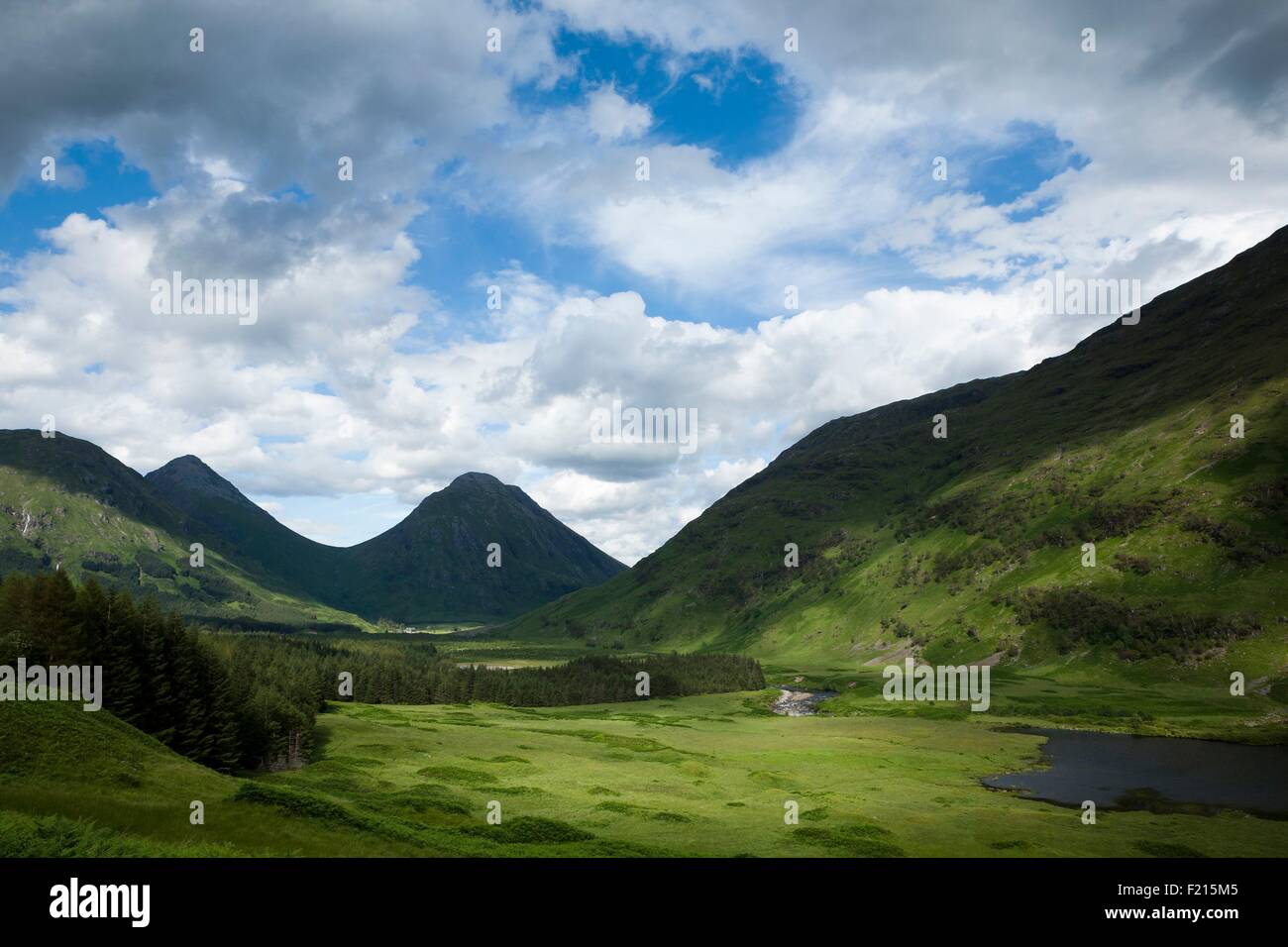 Großbritannien, Schottland, Highland, Glen Etive, Buachaille Etive Beag und Mor, Datness Stockfoto