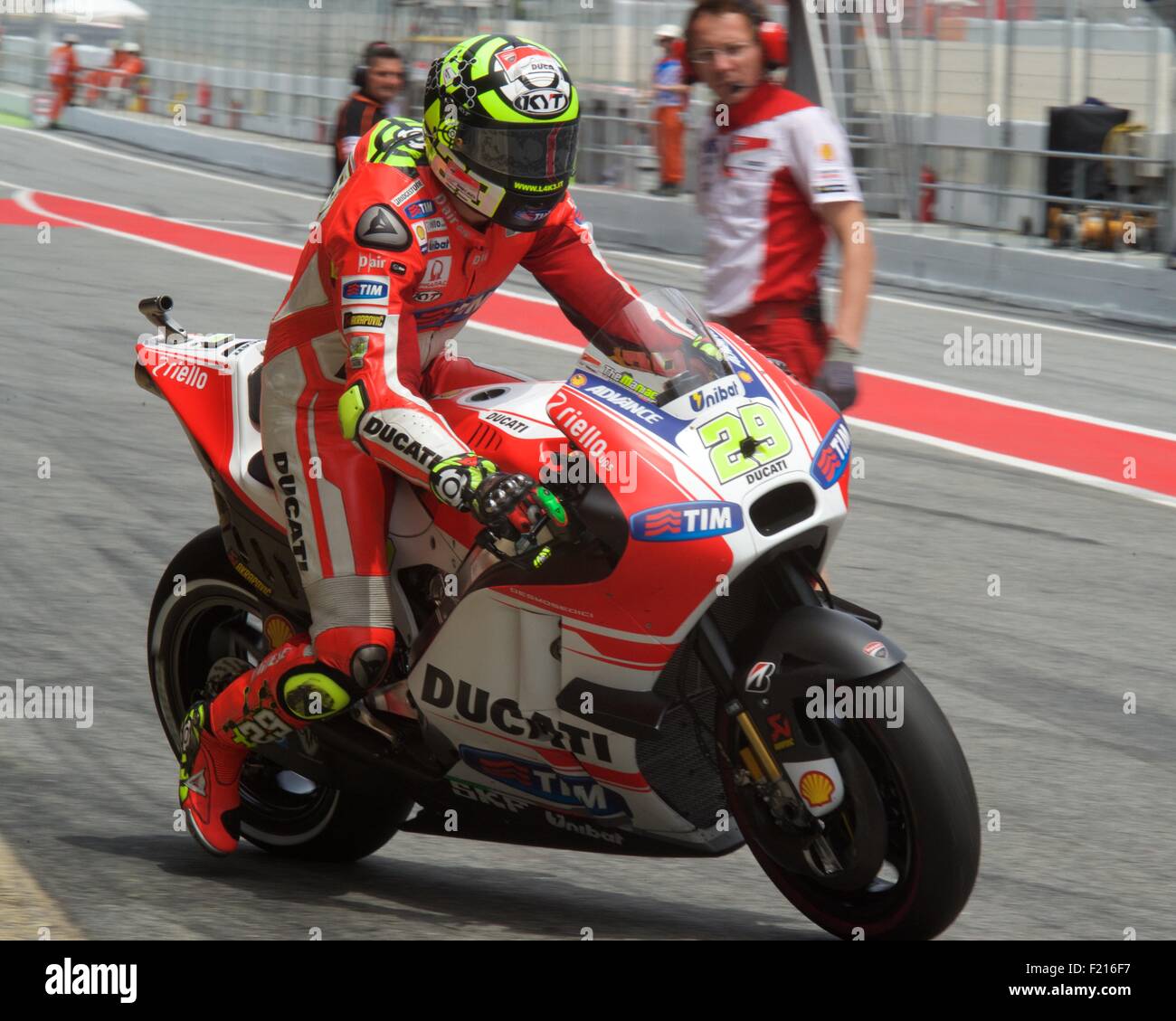 Circuit De Catalunya, Spanien 13. Juni 2015. Andrea Iannone sein Ducati GP15 Fahrrad im Zeittraining für das MotoGP-Rennen in Stockfoto