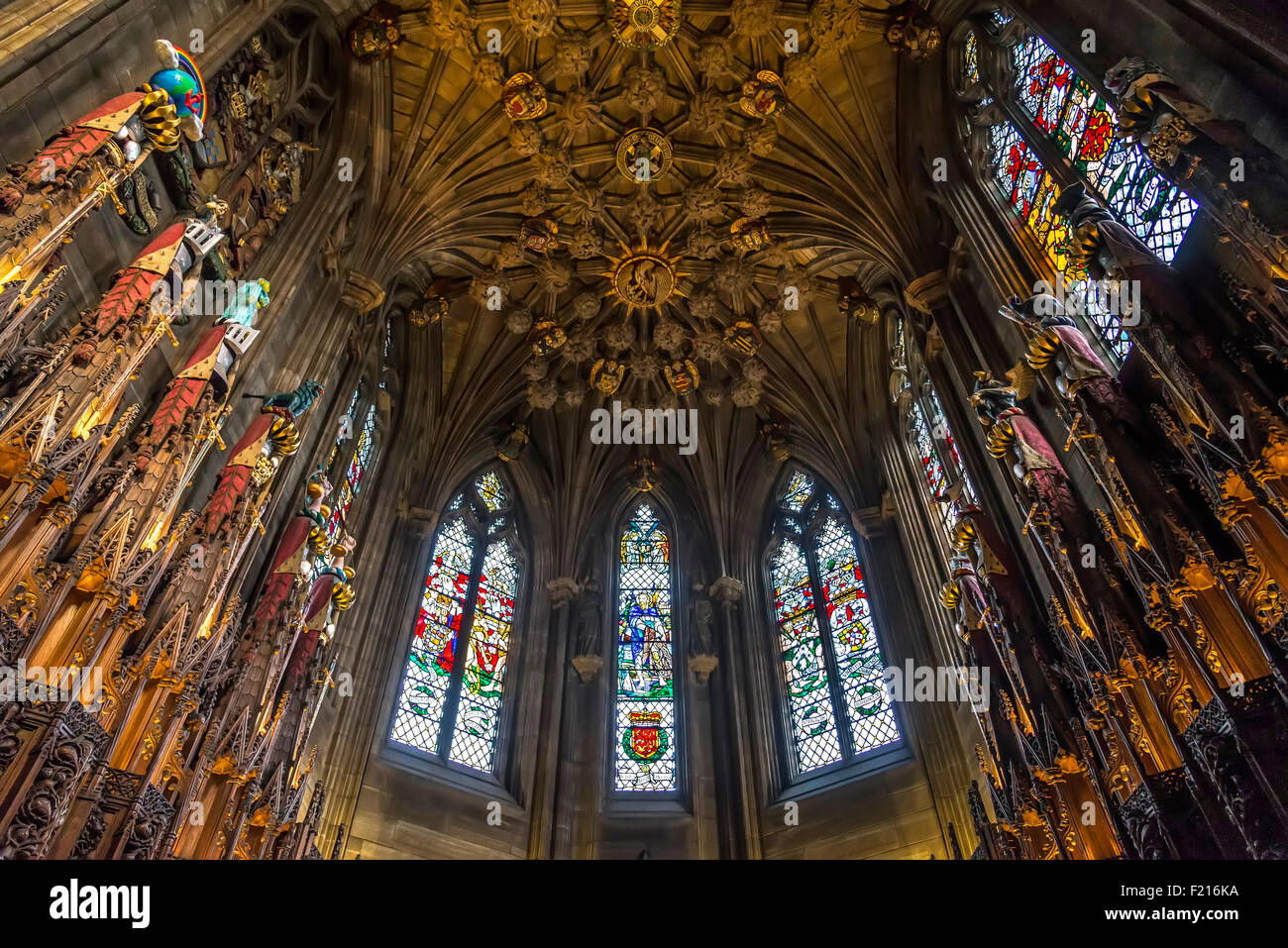 Edinburgh, Schottland - 15. August 2014: Blick auf die Distel-Kapelle in der Kathedrale von St Giles'. Stockfoto