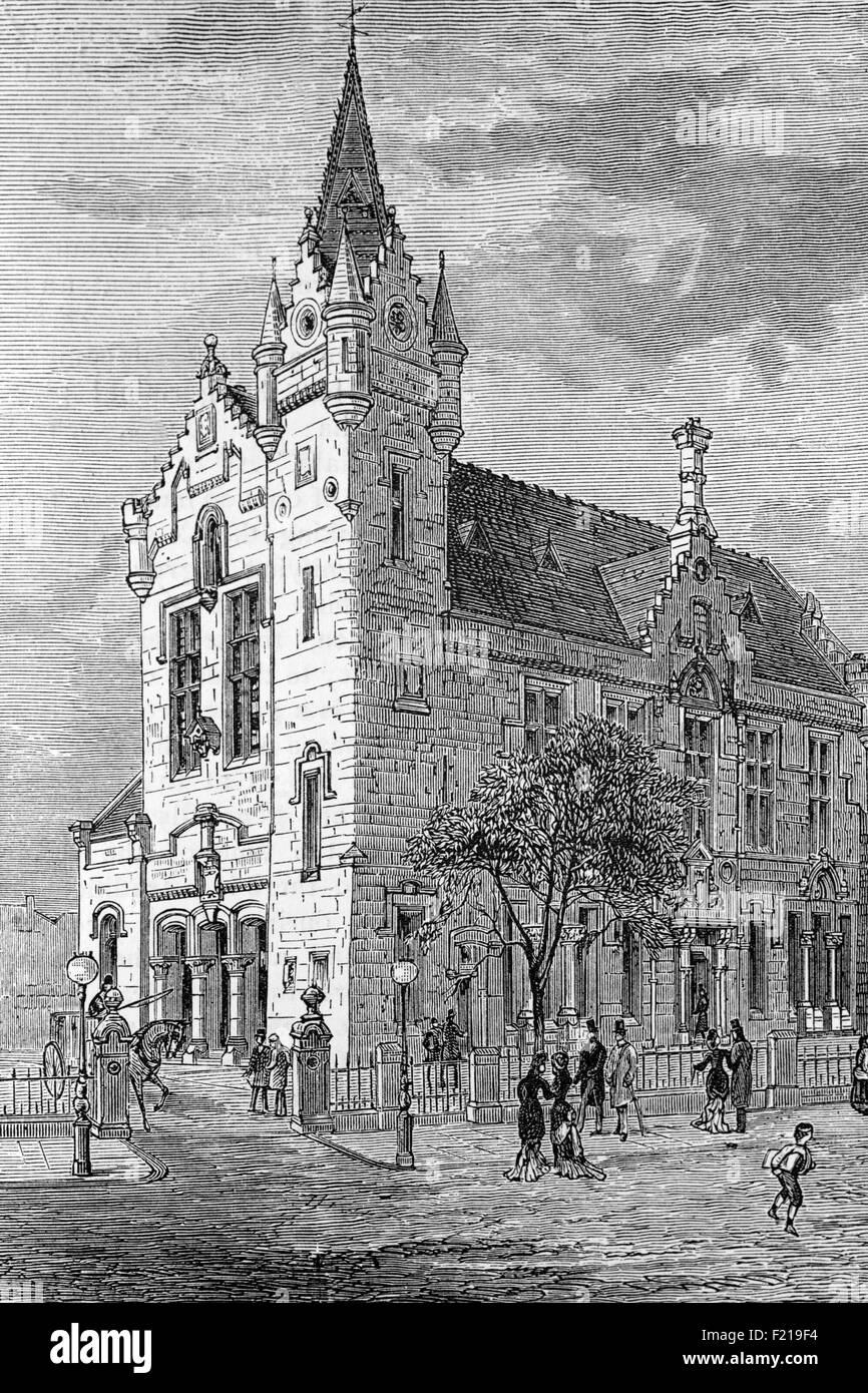 Die Burgh Hall, die von William Leiper im Stil der französischen Renaissance entworfen wurde, wurde 1872 in Crosshill, Glasgow, Schottland fertiggestellt. Stockfoto