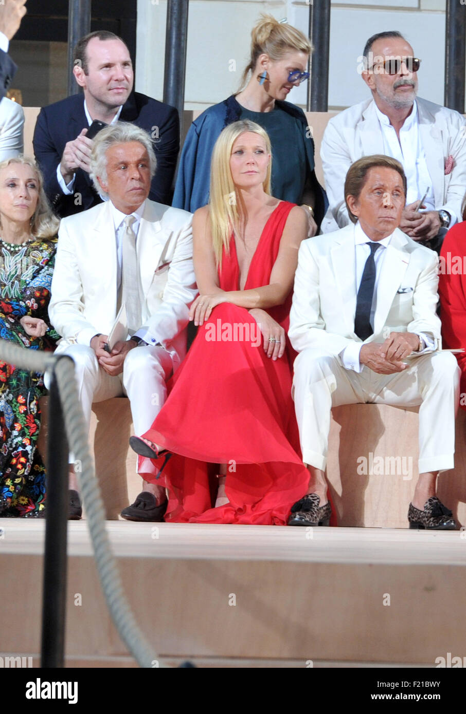 AltaRoma AltaModa Mode Woche Herbst/Winter 2015/16 - Valentino 'Mirabilia Romae' show Featuring: Giancarlo Giammetti, Gwyneth Paltrow, Valentino Garavani wo: Rom, Italien: 9. Juli 2015 Stockfoto