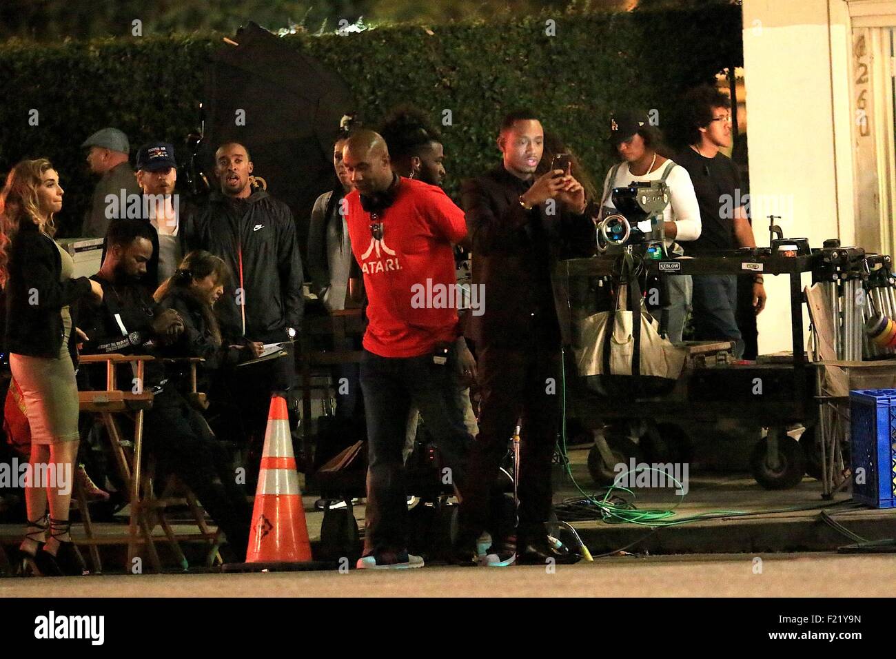 Dreharbeiten am Set von 'The Perfect Match' Hollywood mit erfolgt: Billie Woodruff, Terrence Jenkins Where: Los Angeles, California, Vereinigte Staaten von Amerika bei: 9. Juli 2015 Stockfoto