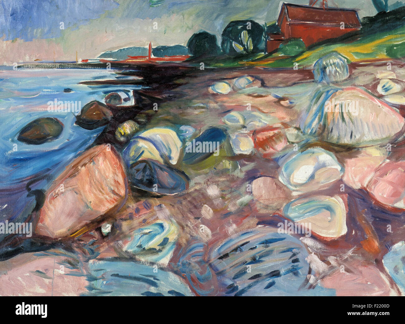 Edvard Munch Ufer mit roten Haus Stockfotografie Alamy