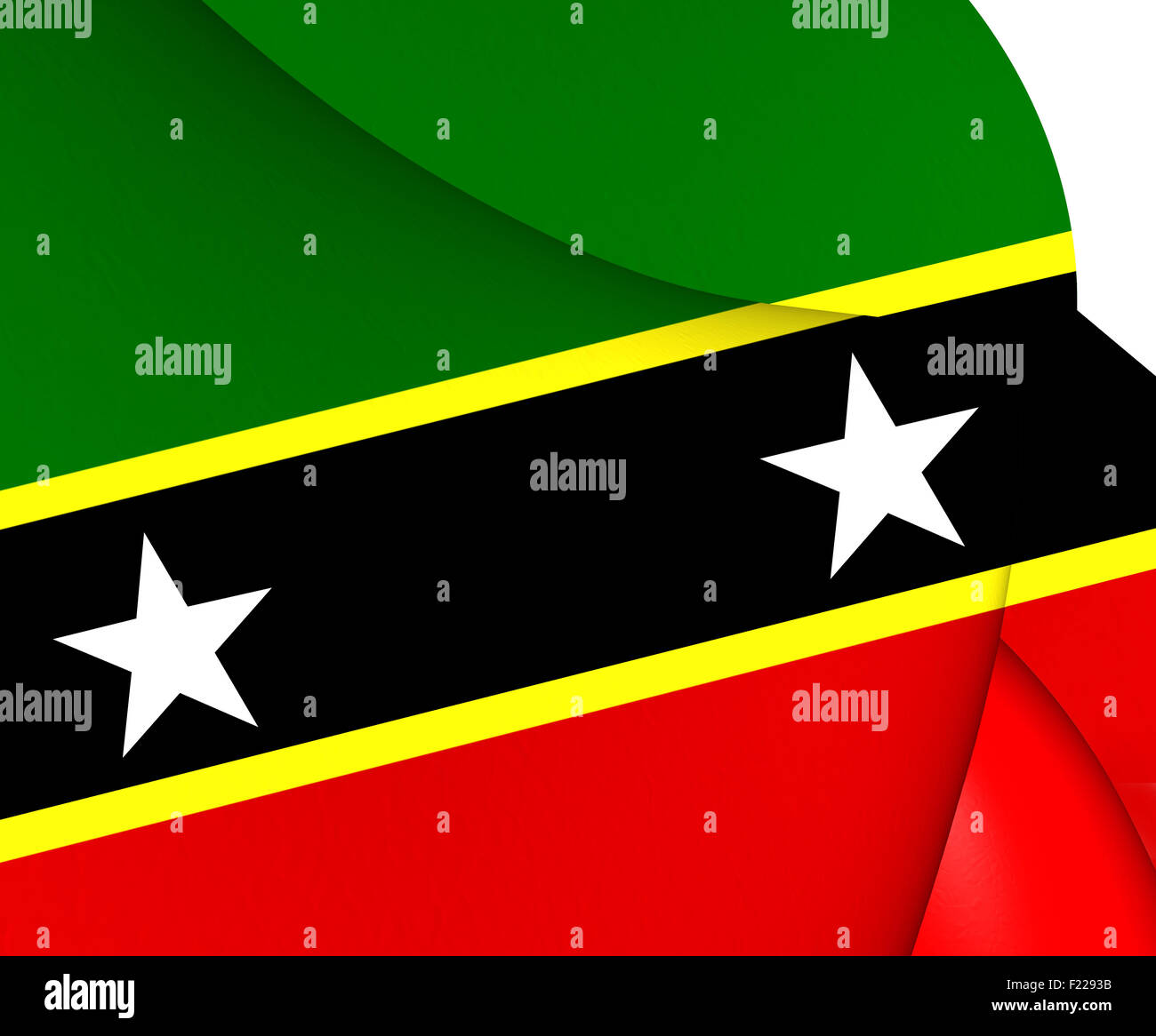 Föderation Saint Kitts und Nevis-Flagge. Hautnah. Stockfoto