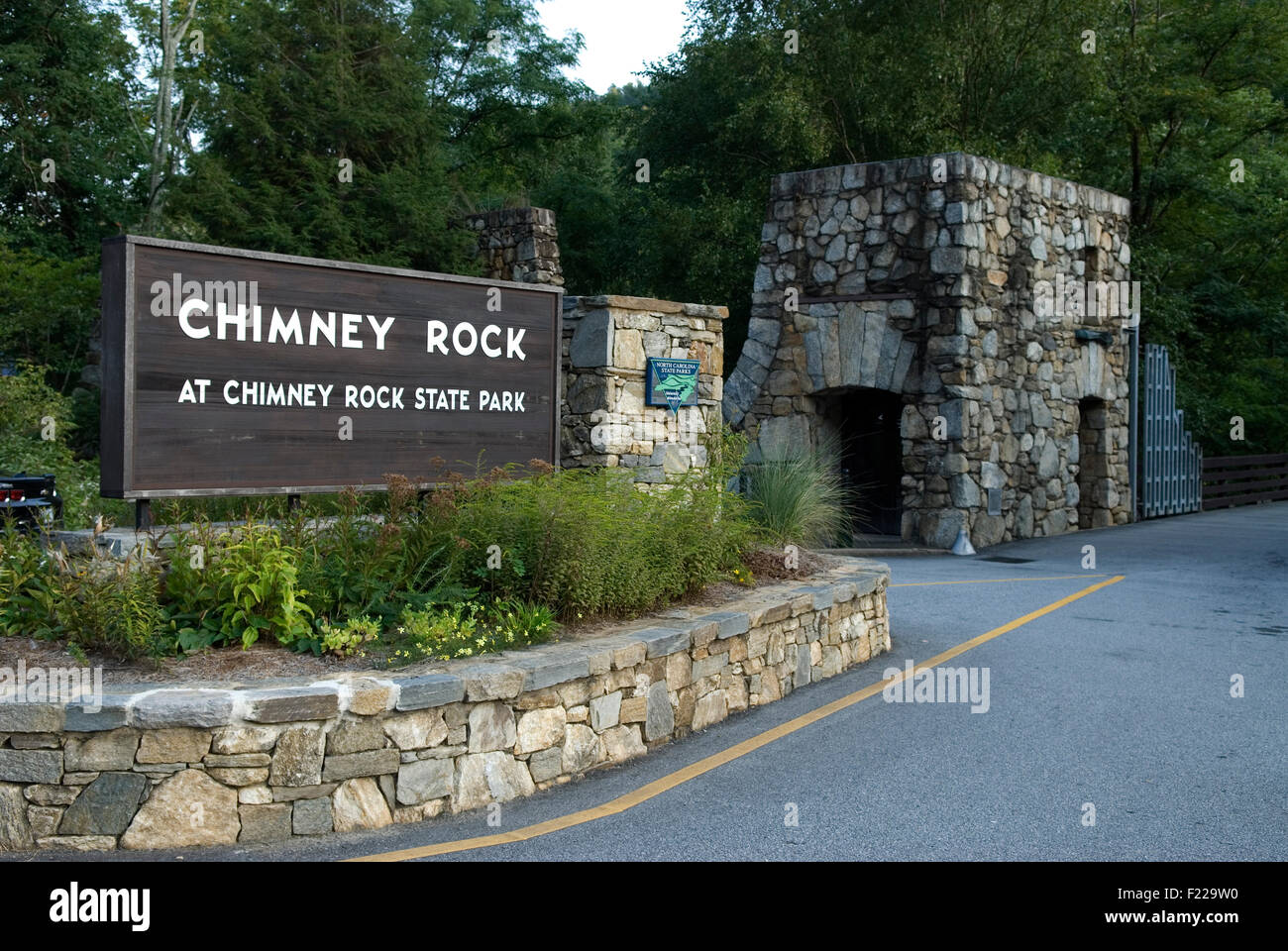 Chimney Rock State Park Zeichen North Carolina USA Stockfoto